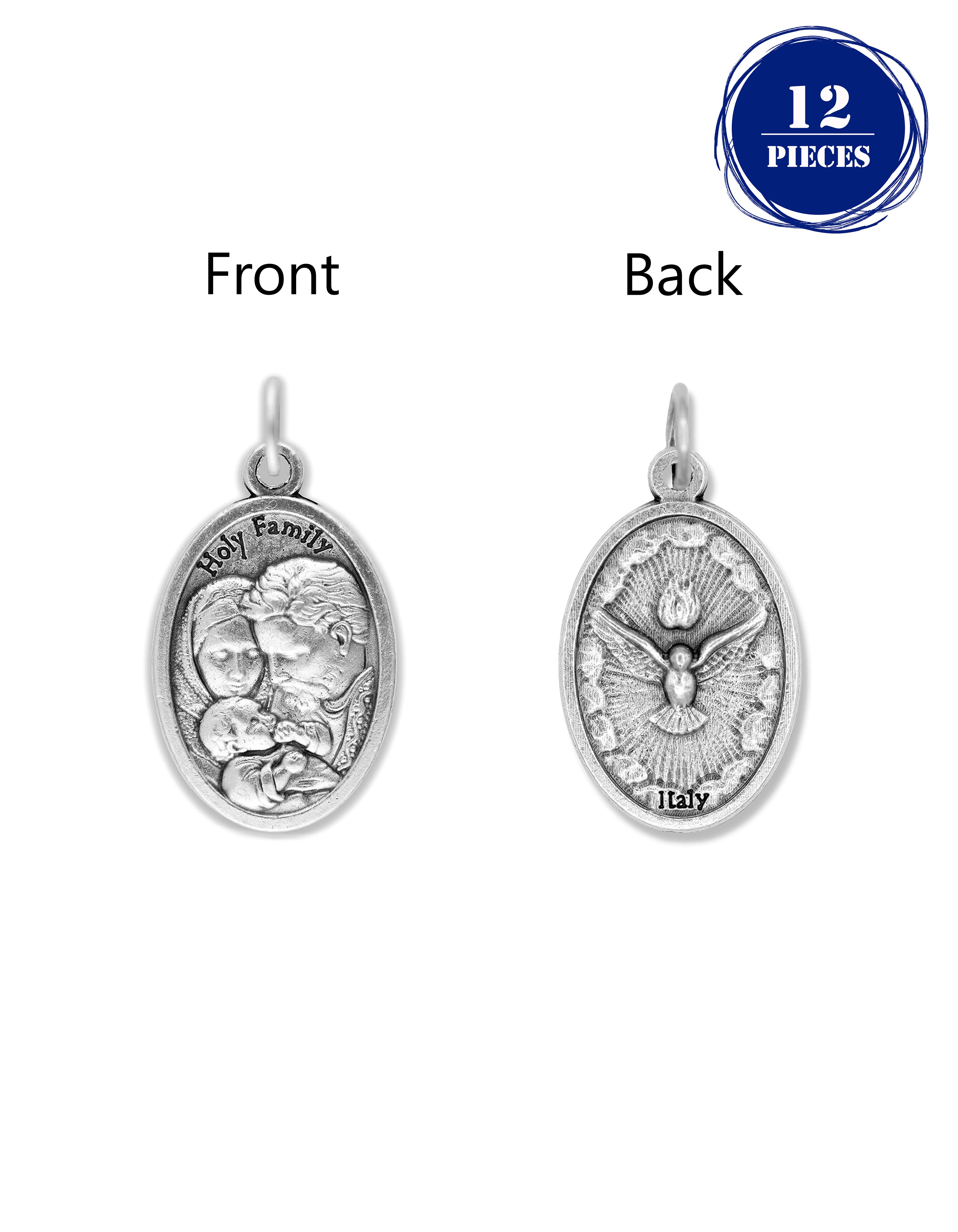 Pack of 12 Saints Medals in oxidized silver made in Italy 1.0" x 0.7"