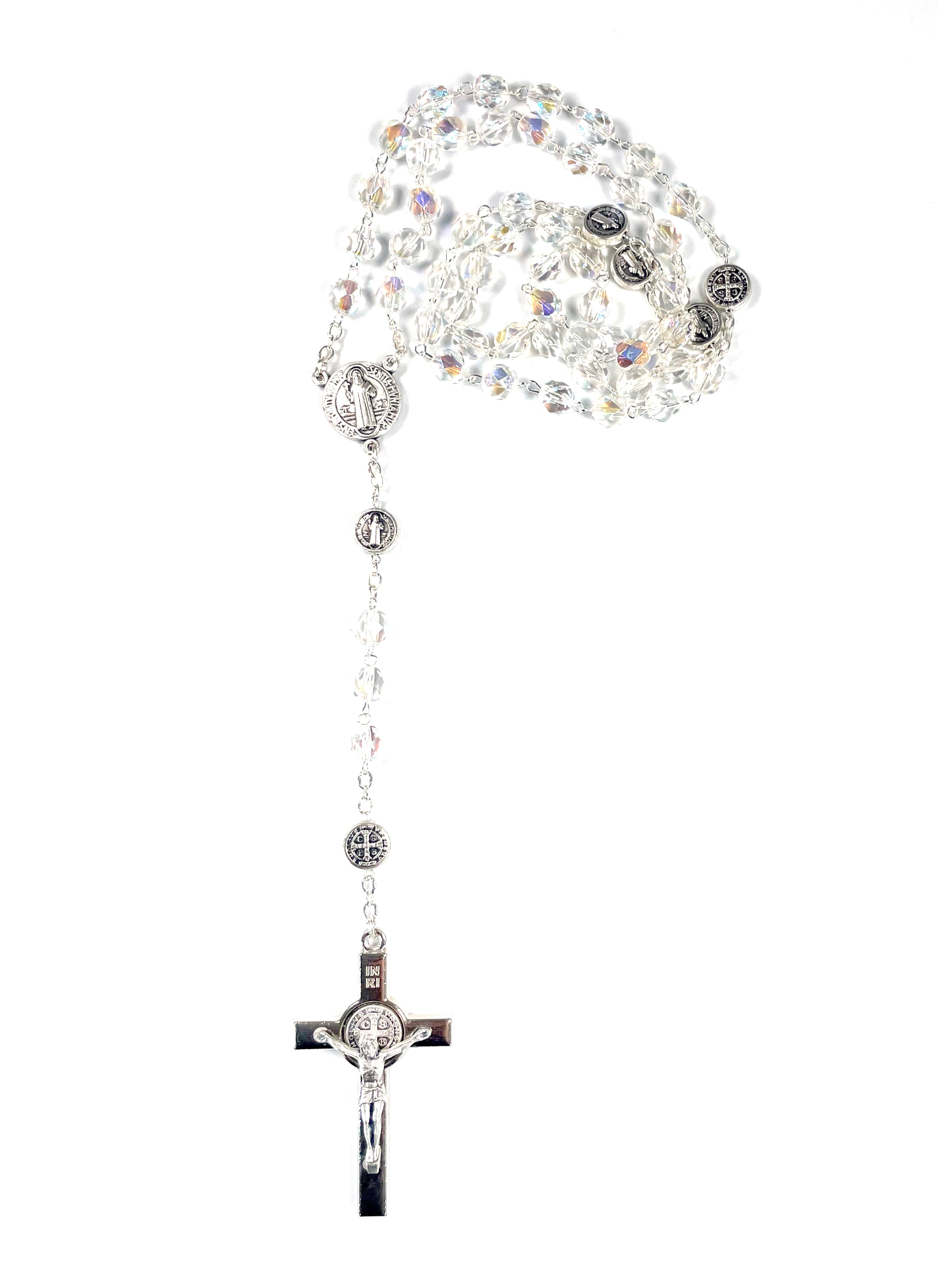 Saint Benedict clear crystal rosary
