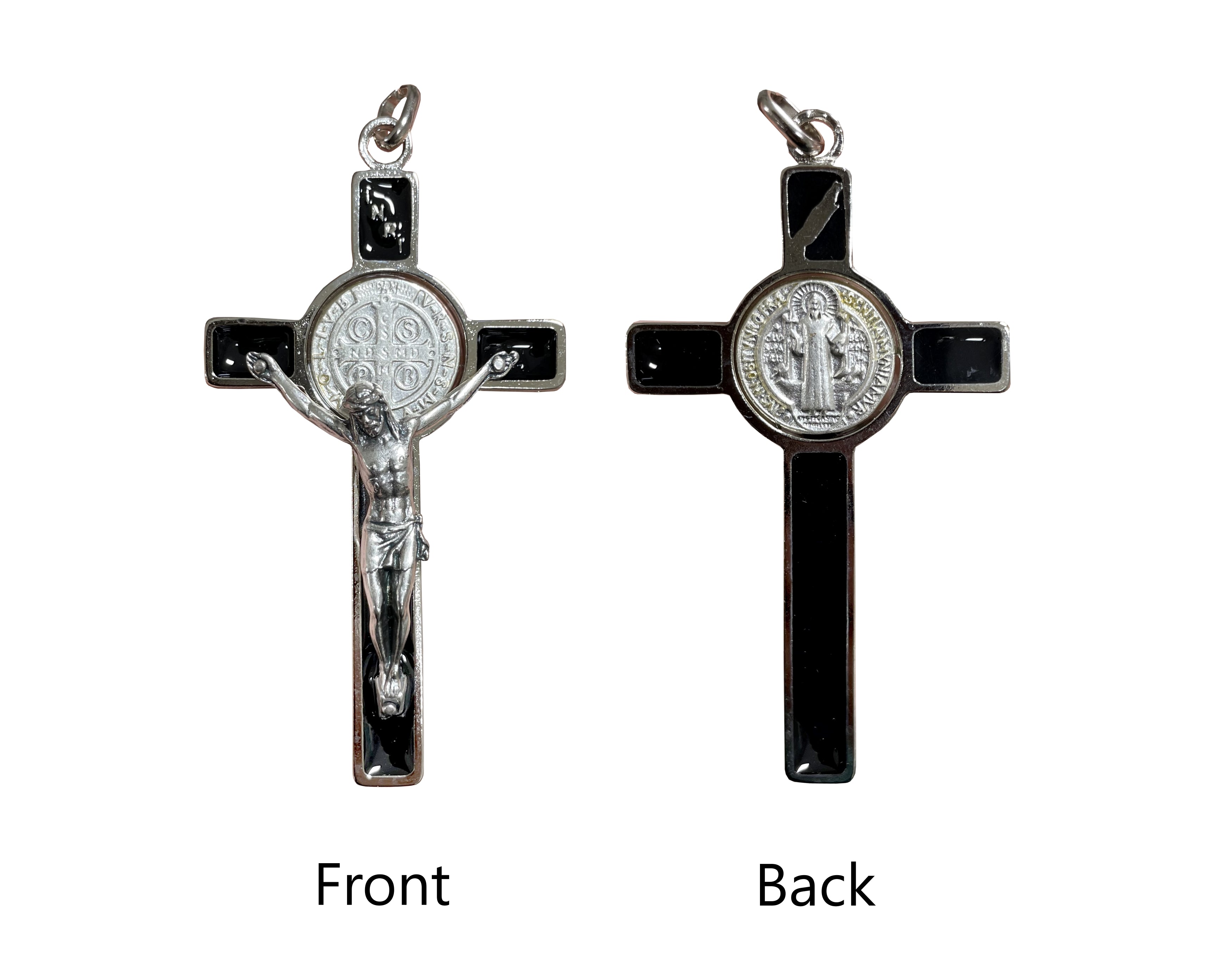 Crucifix with Black Enamel and Saint Benedict medal 3.0"