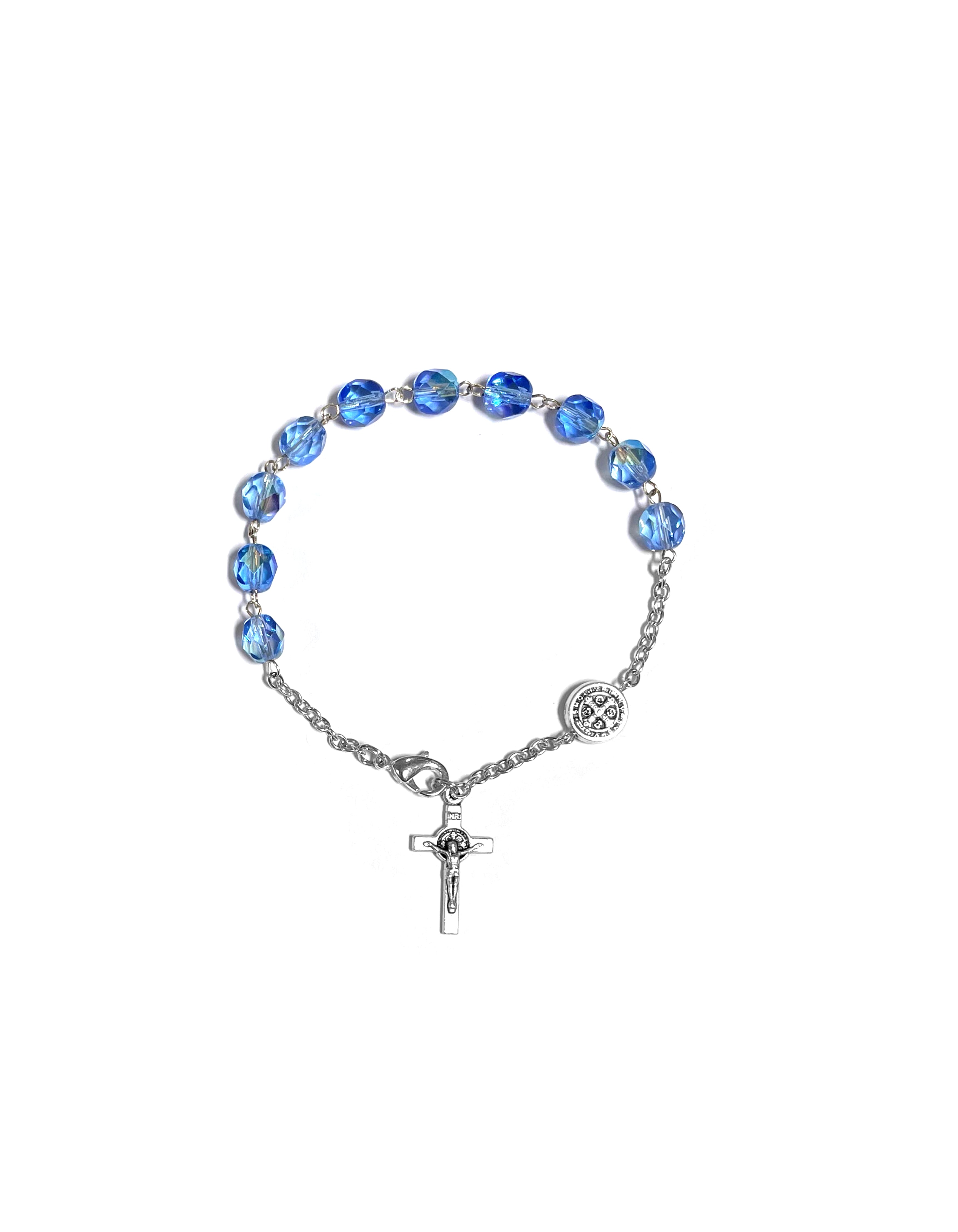 Blue crystal Saint Benedict bracelet
