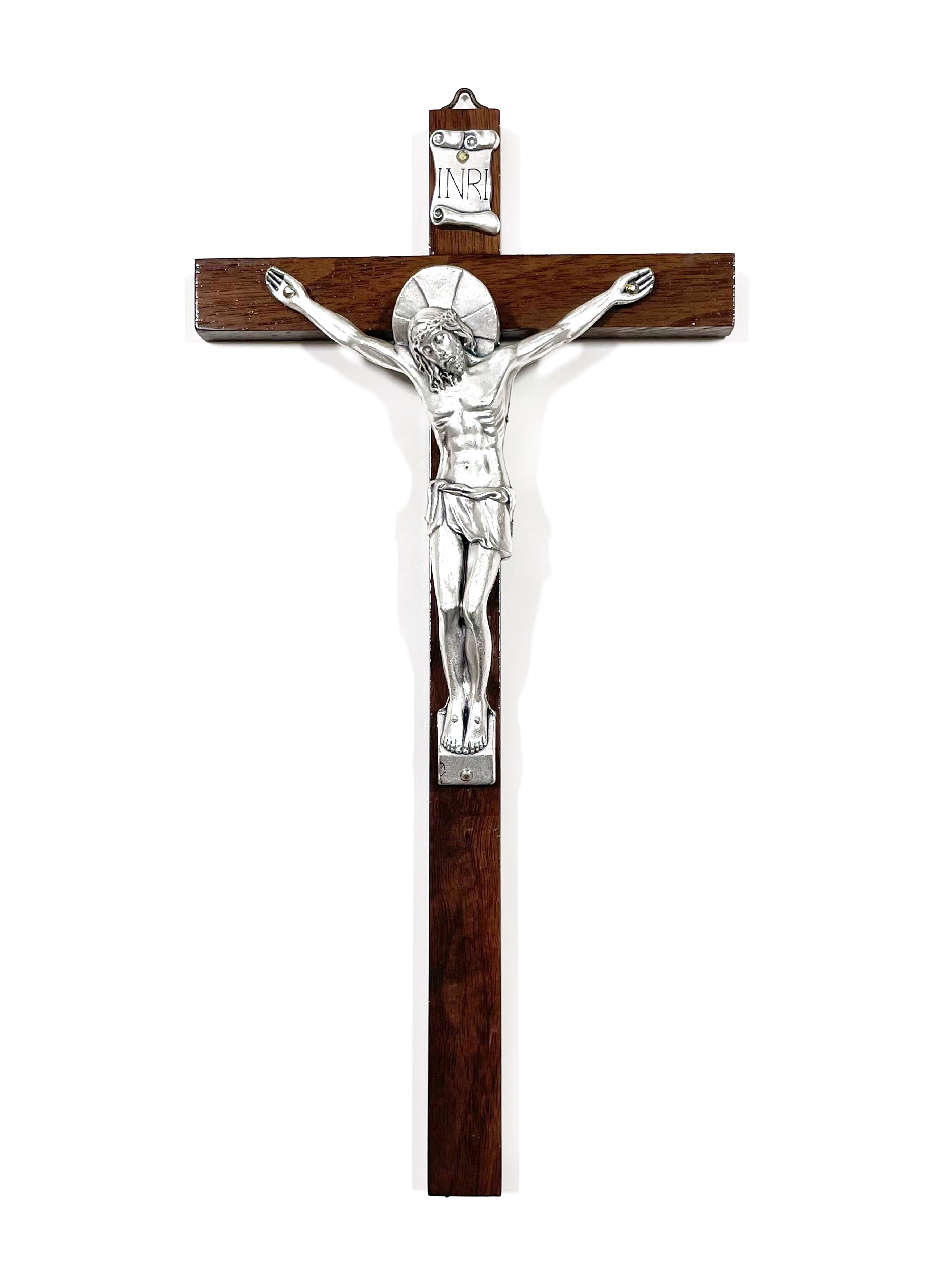 Wooden crucifix with metal body and halo included
