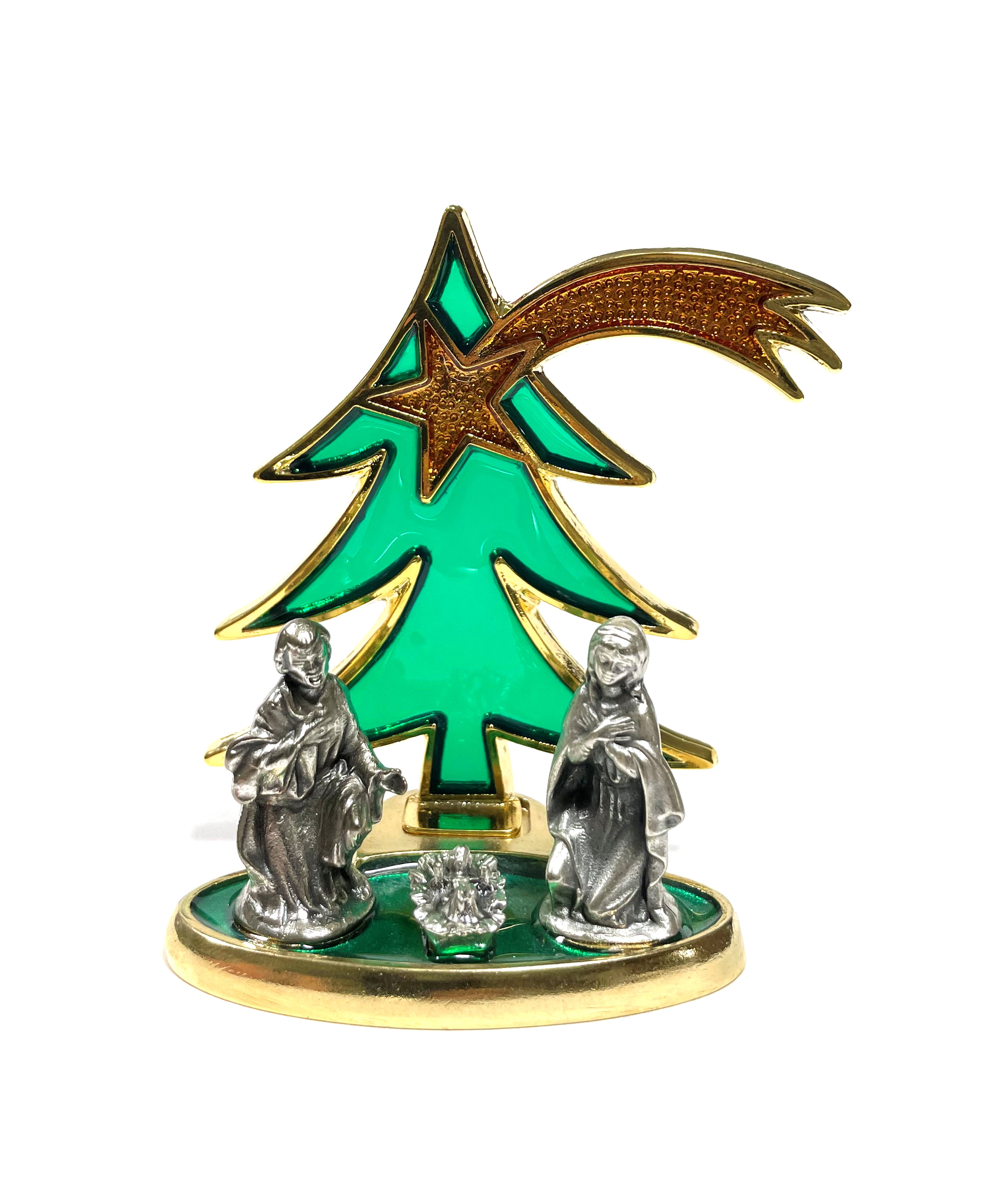 Nativity with Christmas tree stained glass style