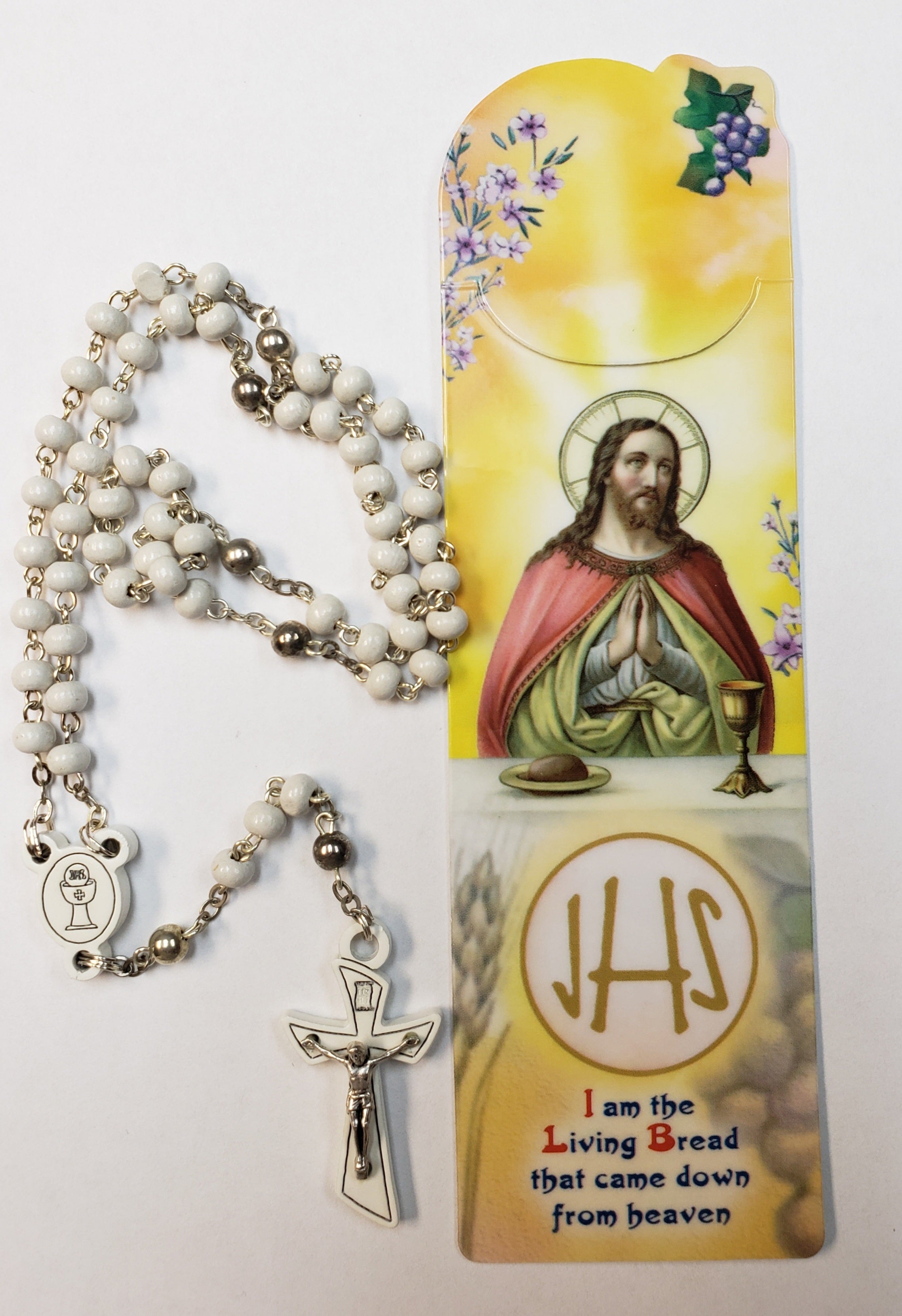 White First Communion Rosary