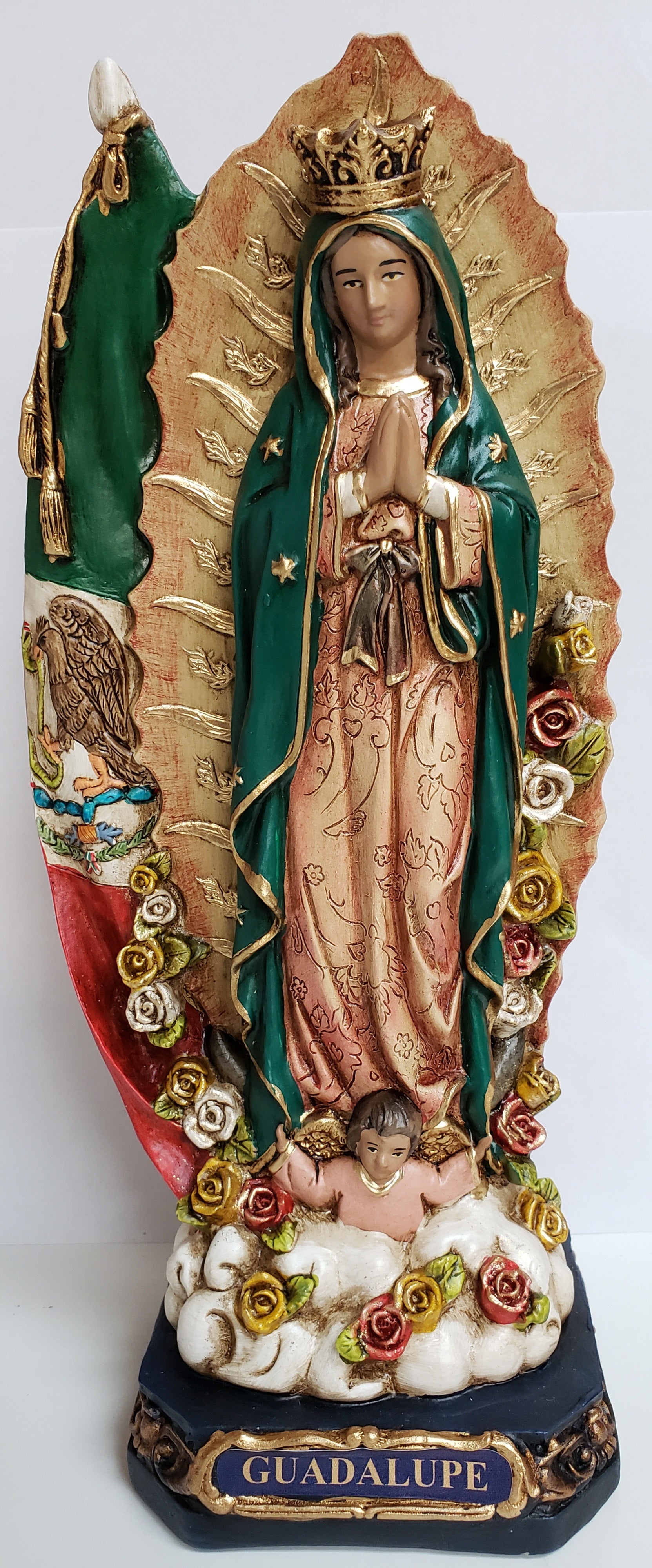 12" Our Lady of Guadalupe with Mexican Flag