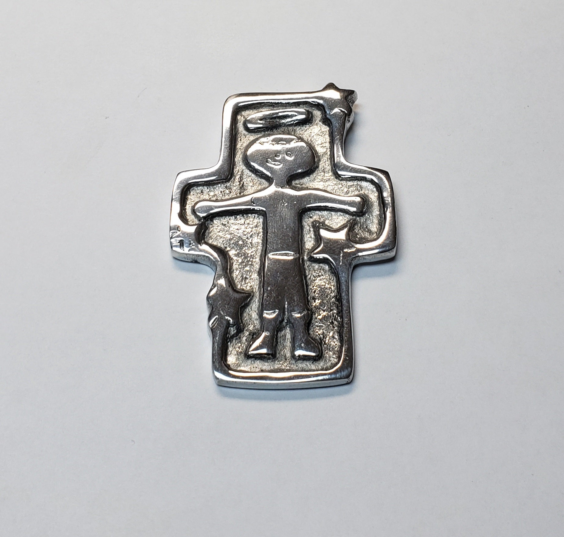 Small Pewter Mexican Cross with child