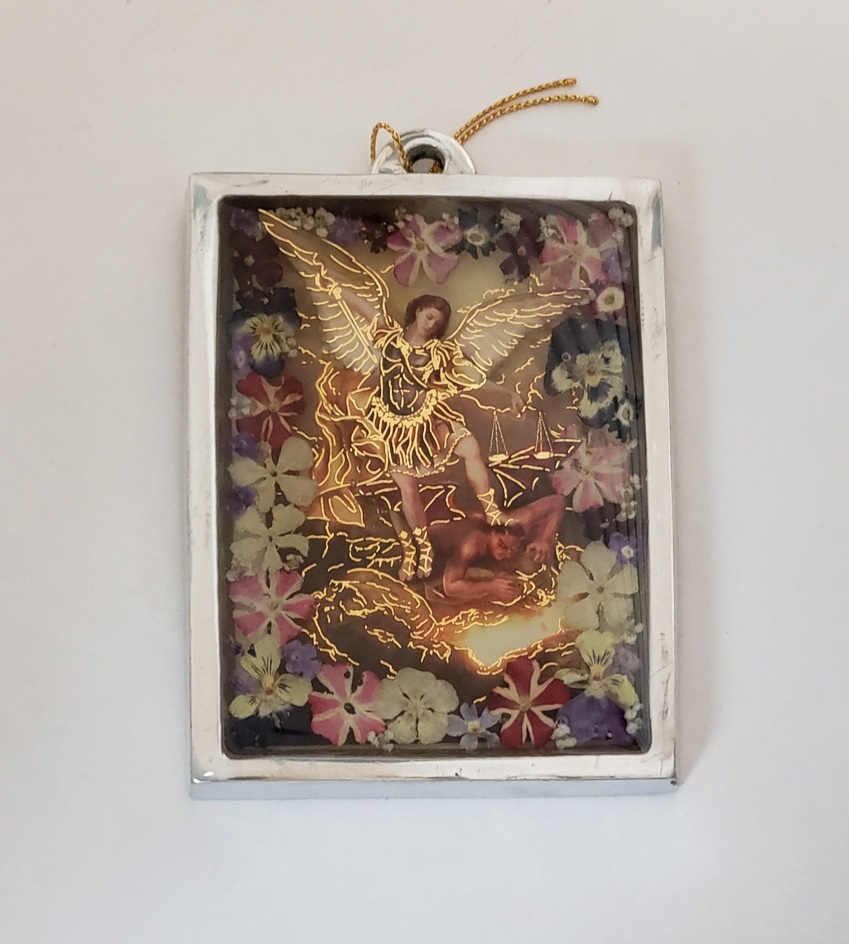 St Michael Wall Frame w/ Pressed Flowers
