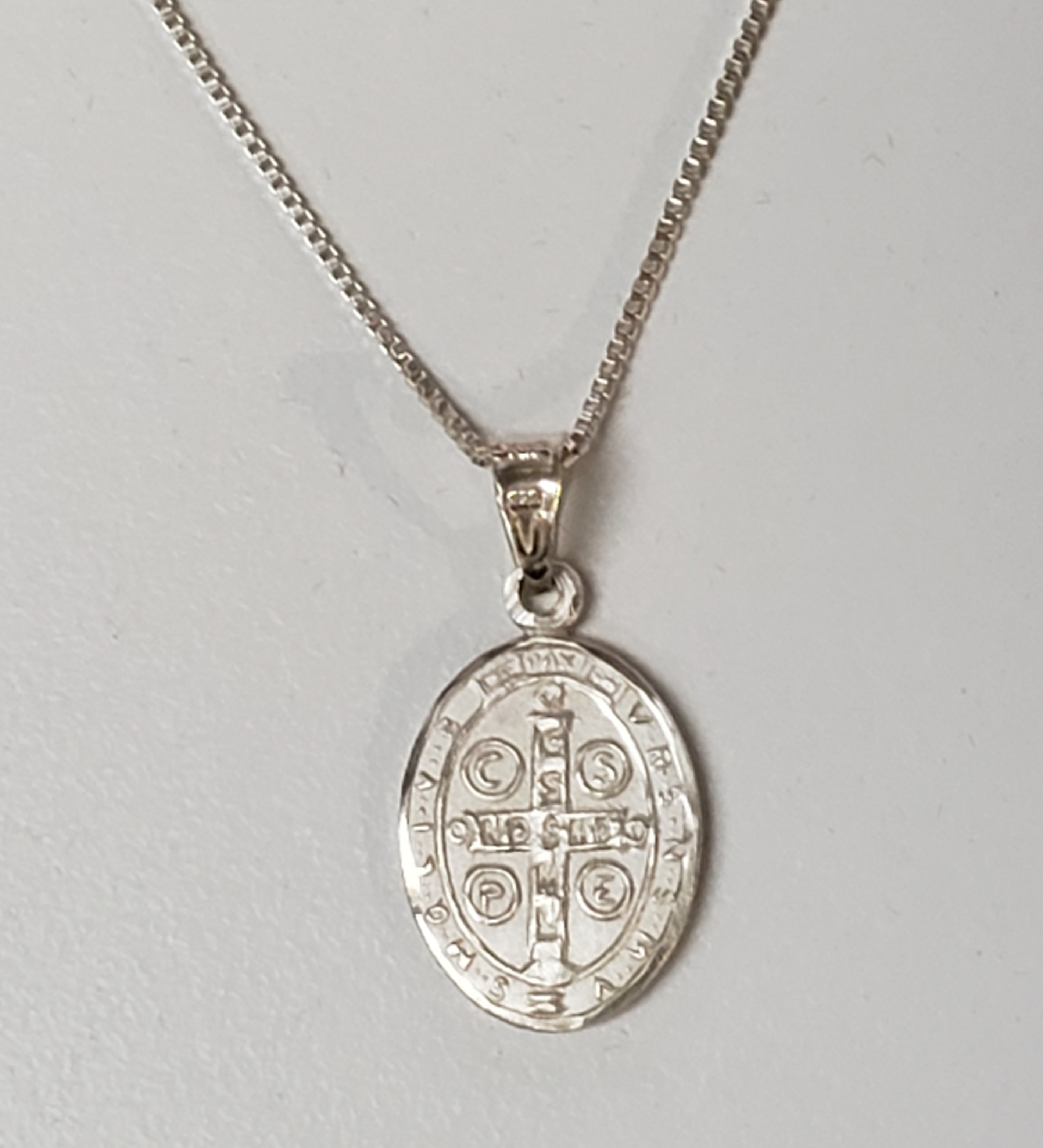 Silver St Benedict Medal Necklace