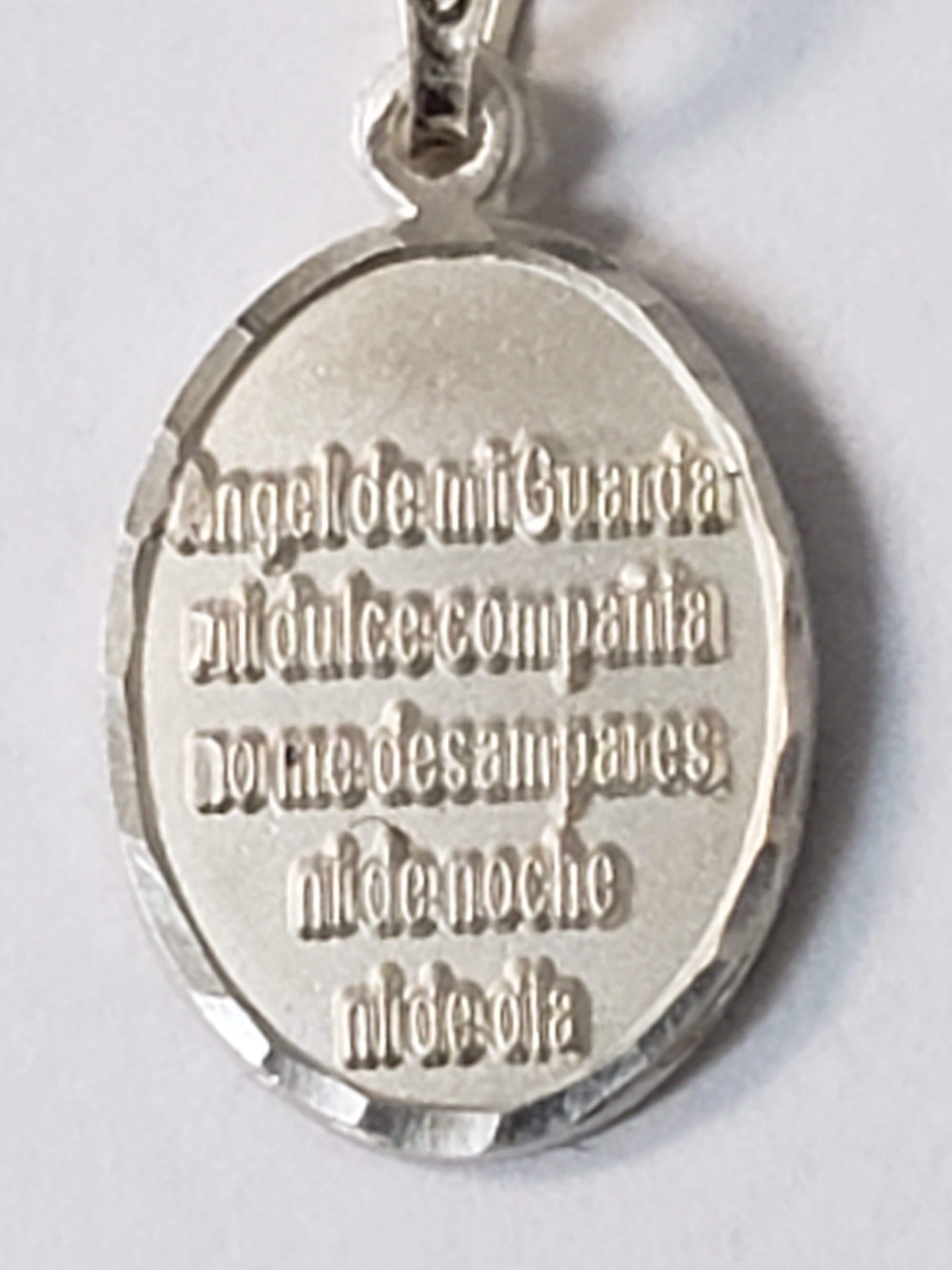 Necklace Silver Medal Guardian Angel - Double-sided