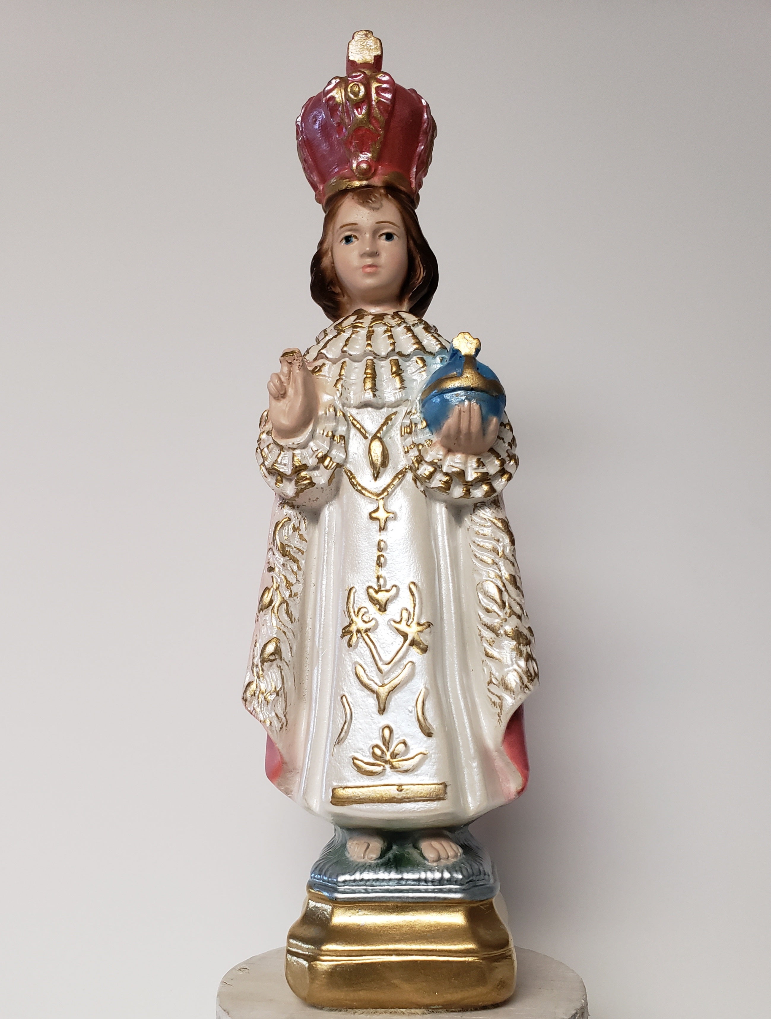 8" Pearl Infant Jesus of Prague -  Hand Painted in Italy - Tuscan Style Collection