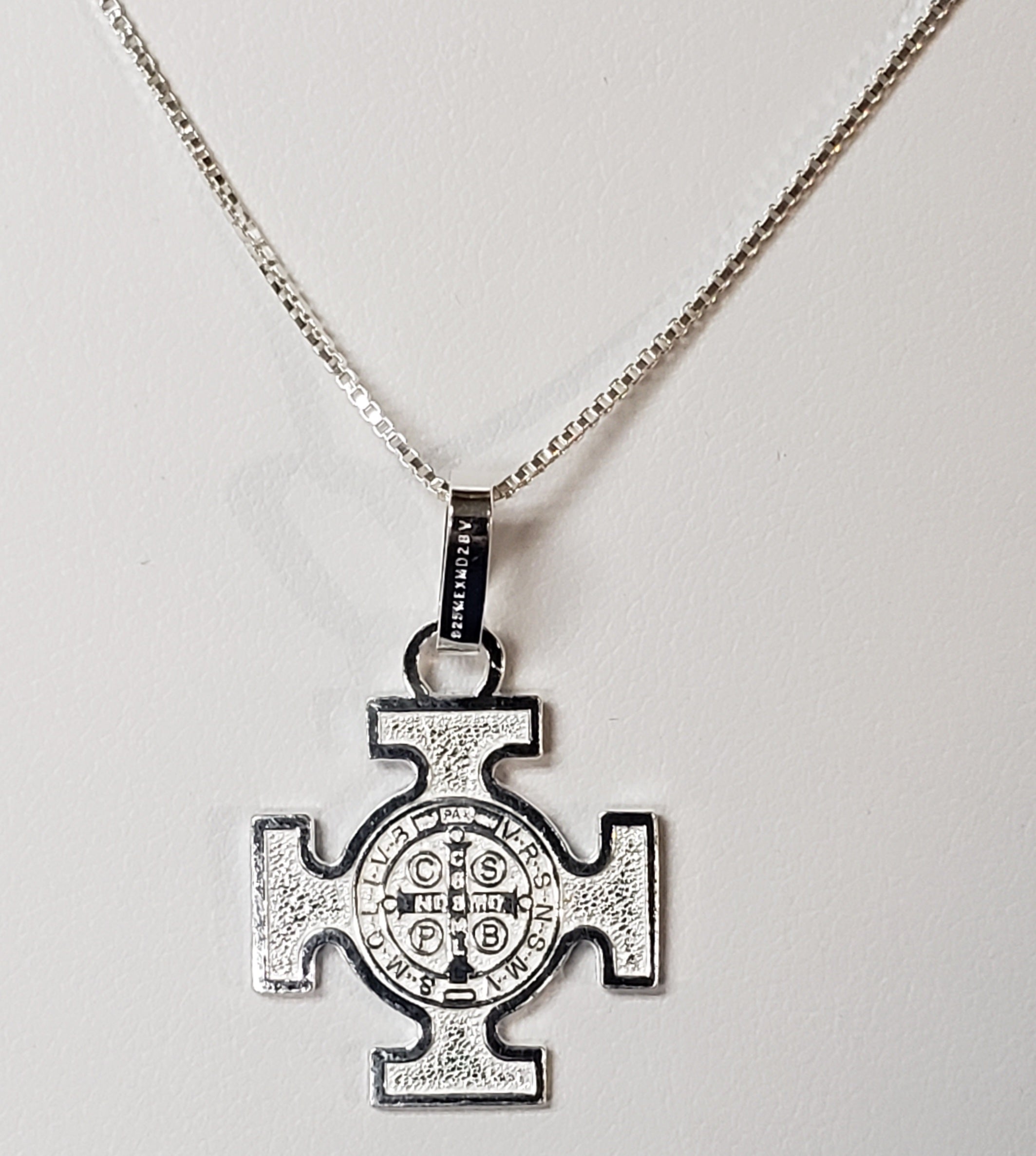 Silver St Benedict Medal Necklace