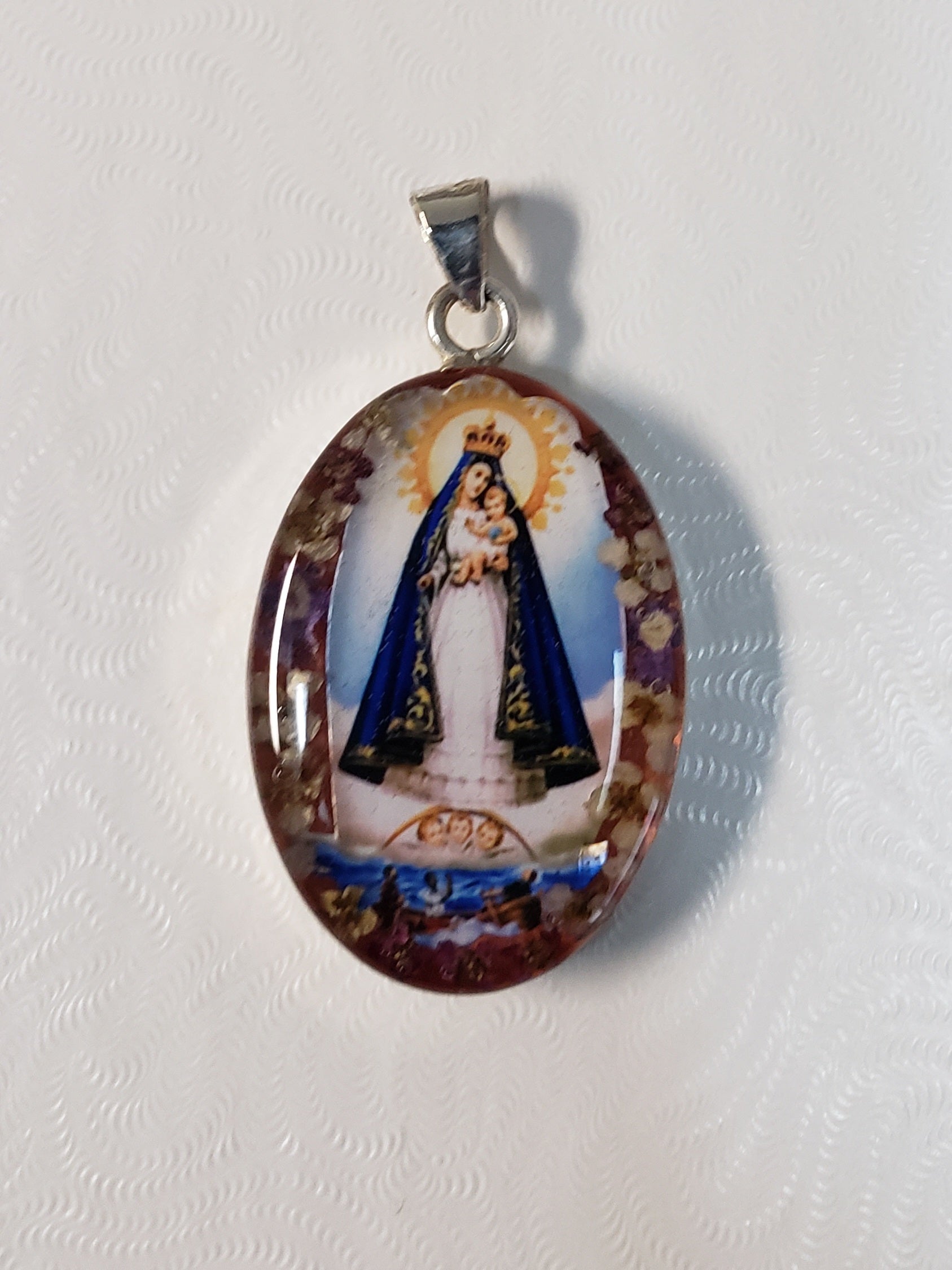 Medal of Our Lady of Charity - Caridad del Cobre   Flowers - Guadalupe Collection