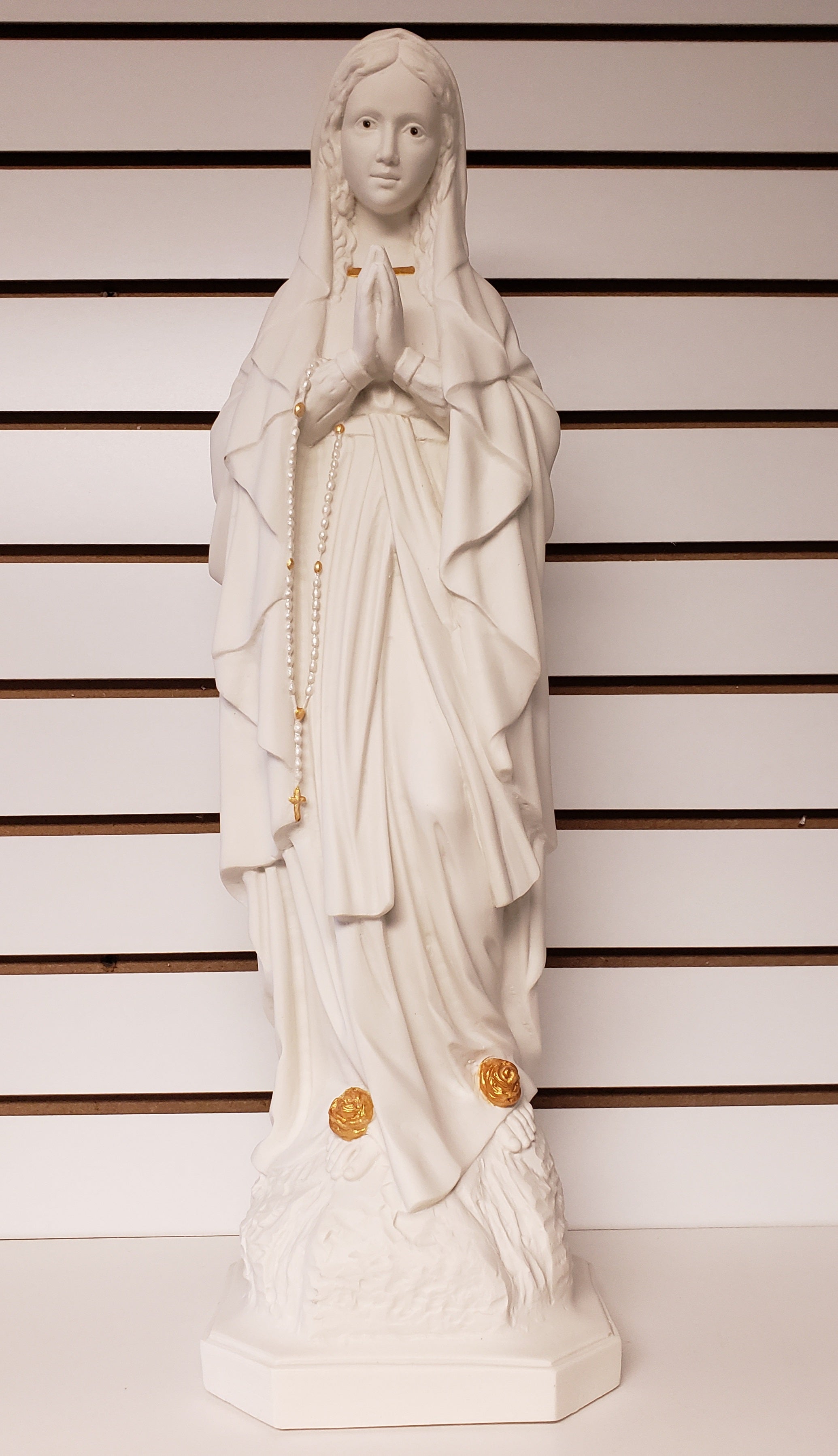 23' Our Lady of Lourdes / Nuestra Senora de Lourdes Collection White-Gold- Hand Painted.