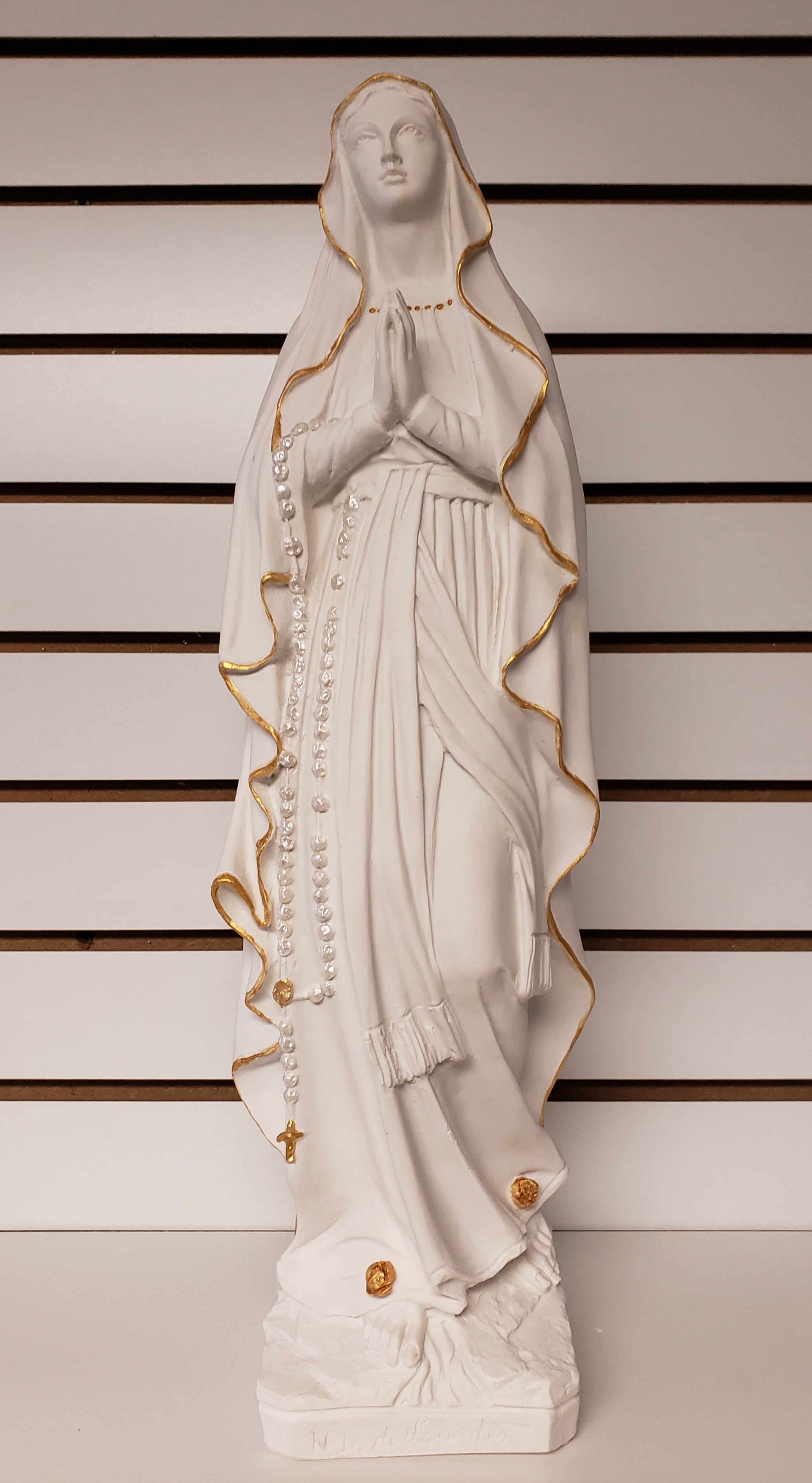 20" Our Lady of Lourdes / Nuestra Senora de Lourdes Collection White-Gold- Hand Painted