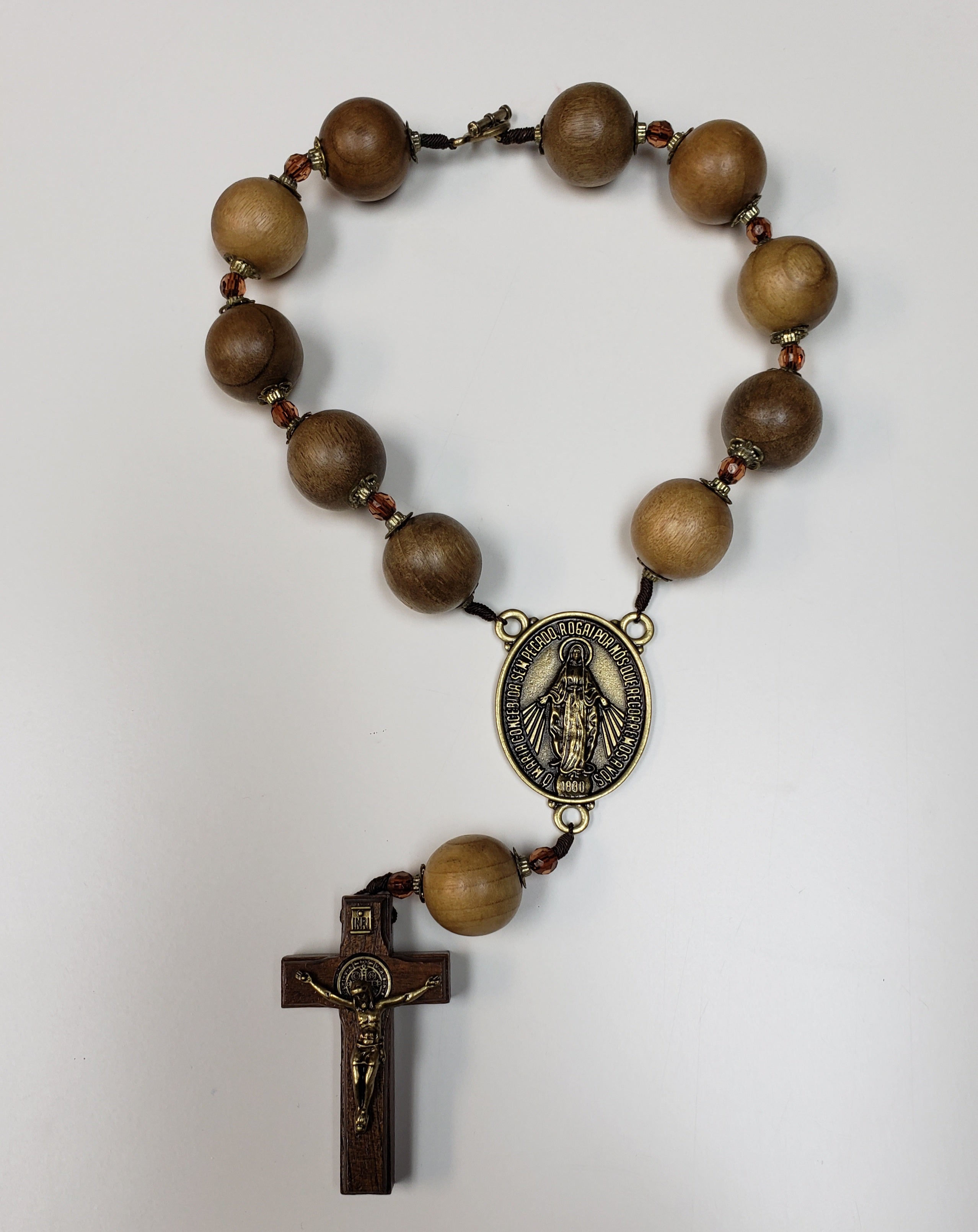 Decade Rosary with Large Wood Beads.