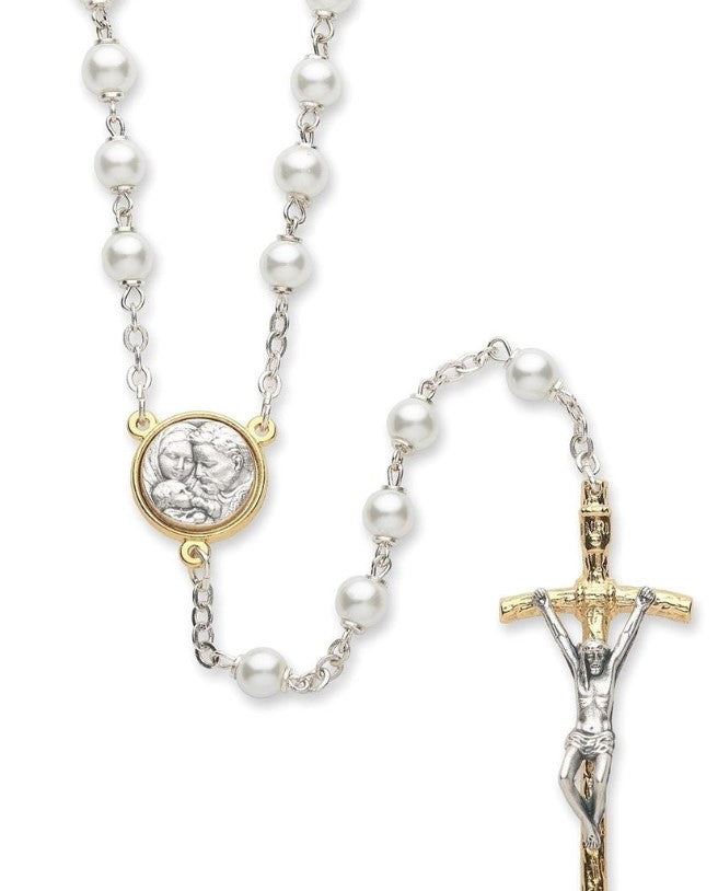 22"L HOLY FAMILY ROSARY GLASS BEADS IN VELVET BOX