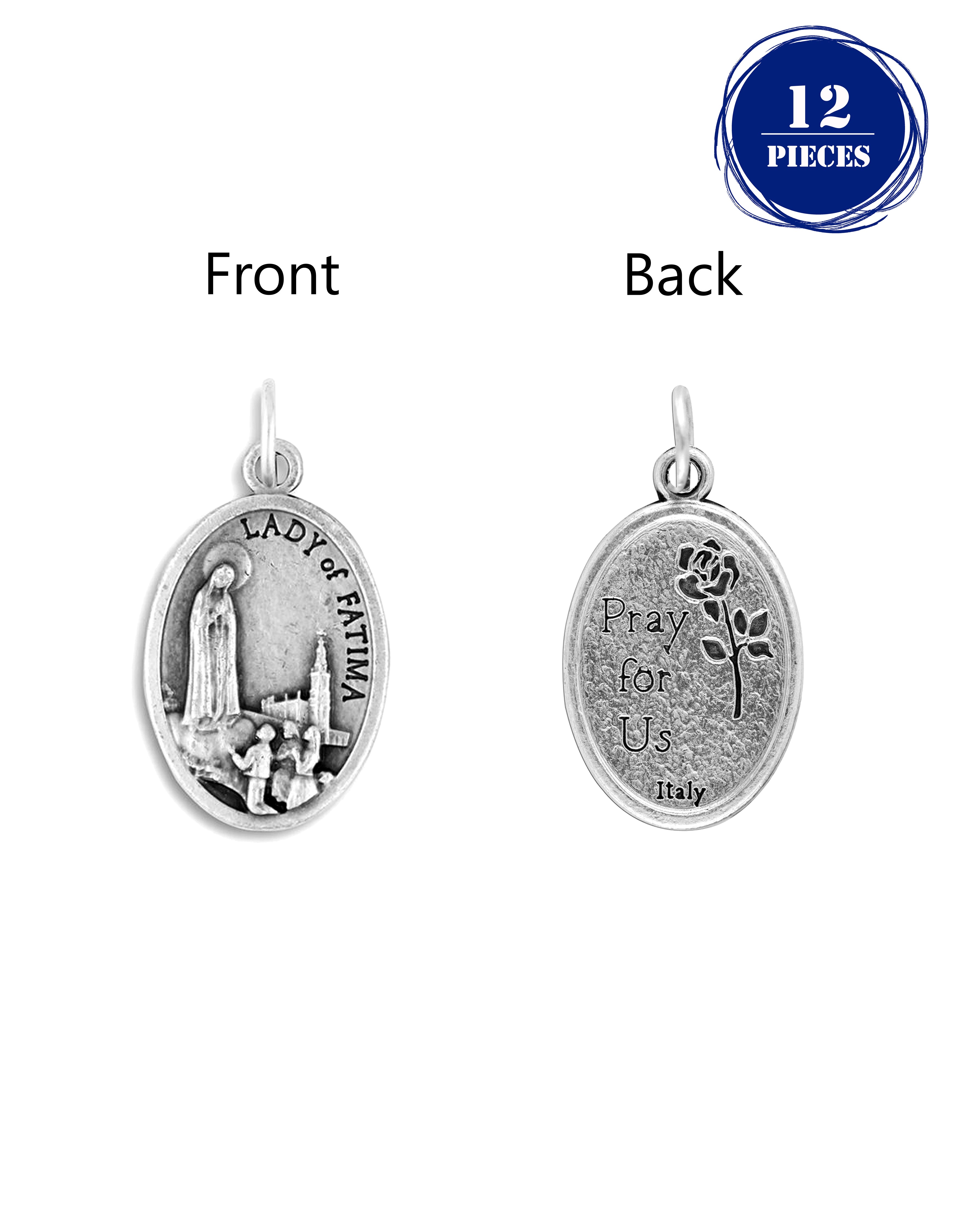 Pack of 12 Saints Medals in oxidized silver made in Italy 1.0" x 0.7"