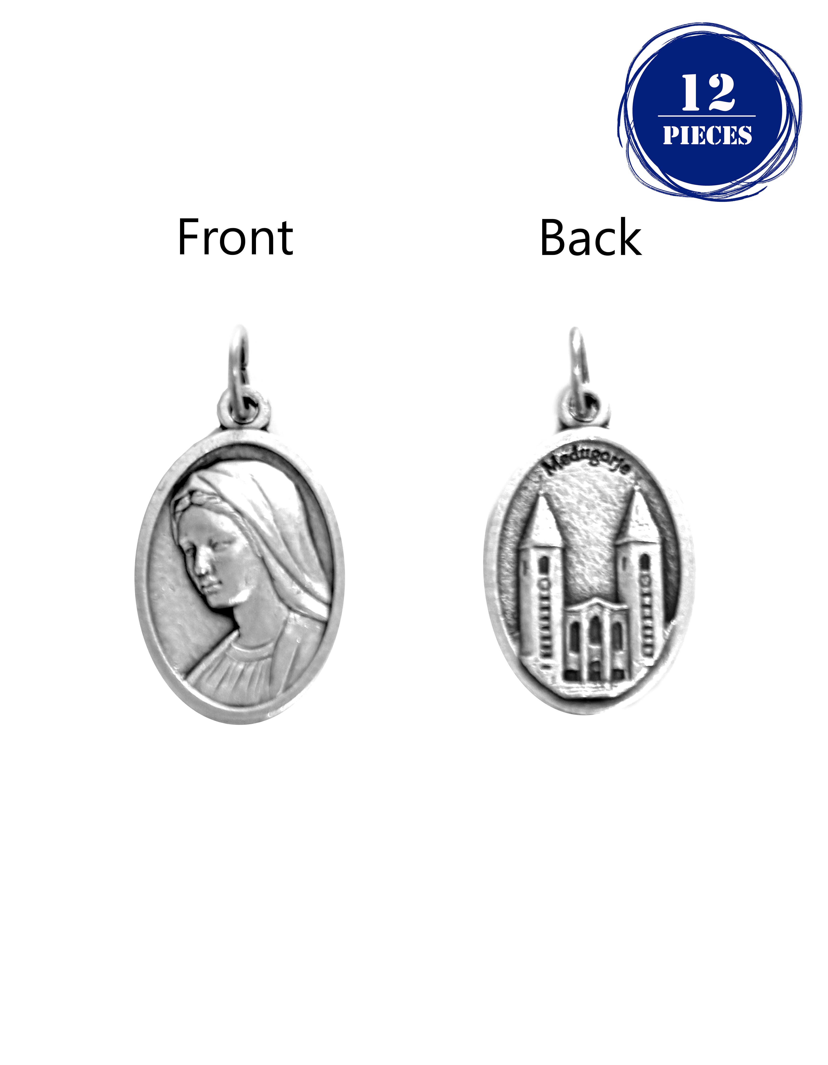 Pack of 12 Saints Medals in oxidized silver made in Italy 1.0" x 0.7"