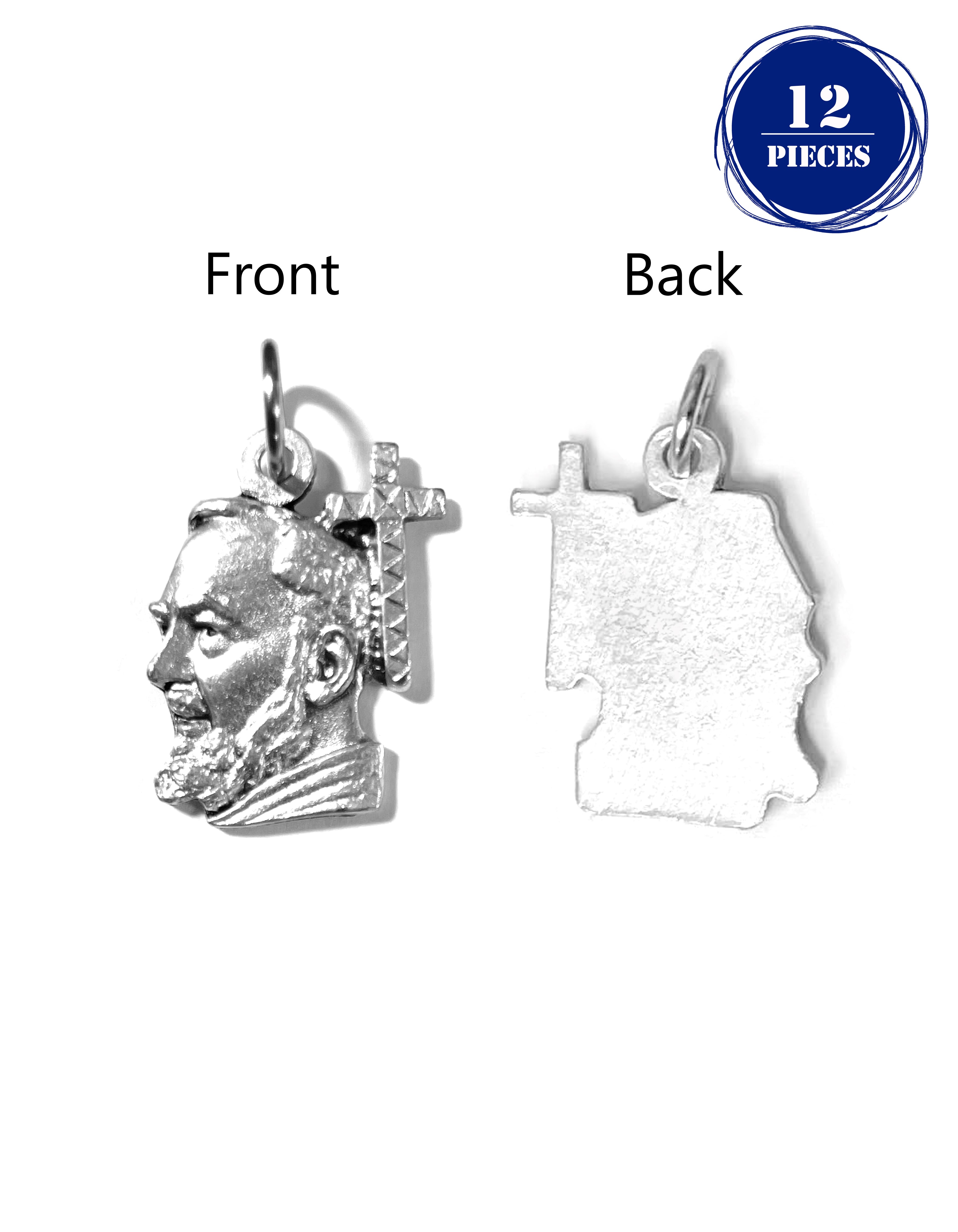 Pack of 12 Saints Medals in oxidized silver made in Italy 1.0" x 0.7"