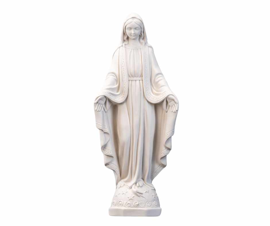 The Faith Gift Shop Our Lady of Grace - Miraculous Mary All White- Made in Italy - Our Tuscany Collection -  Virgen La Milagrosa Blanca