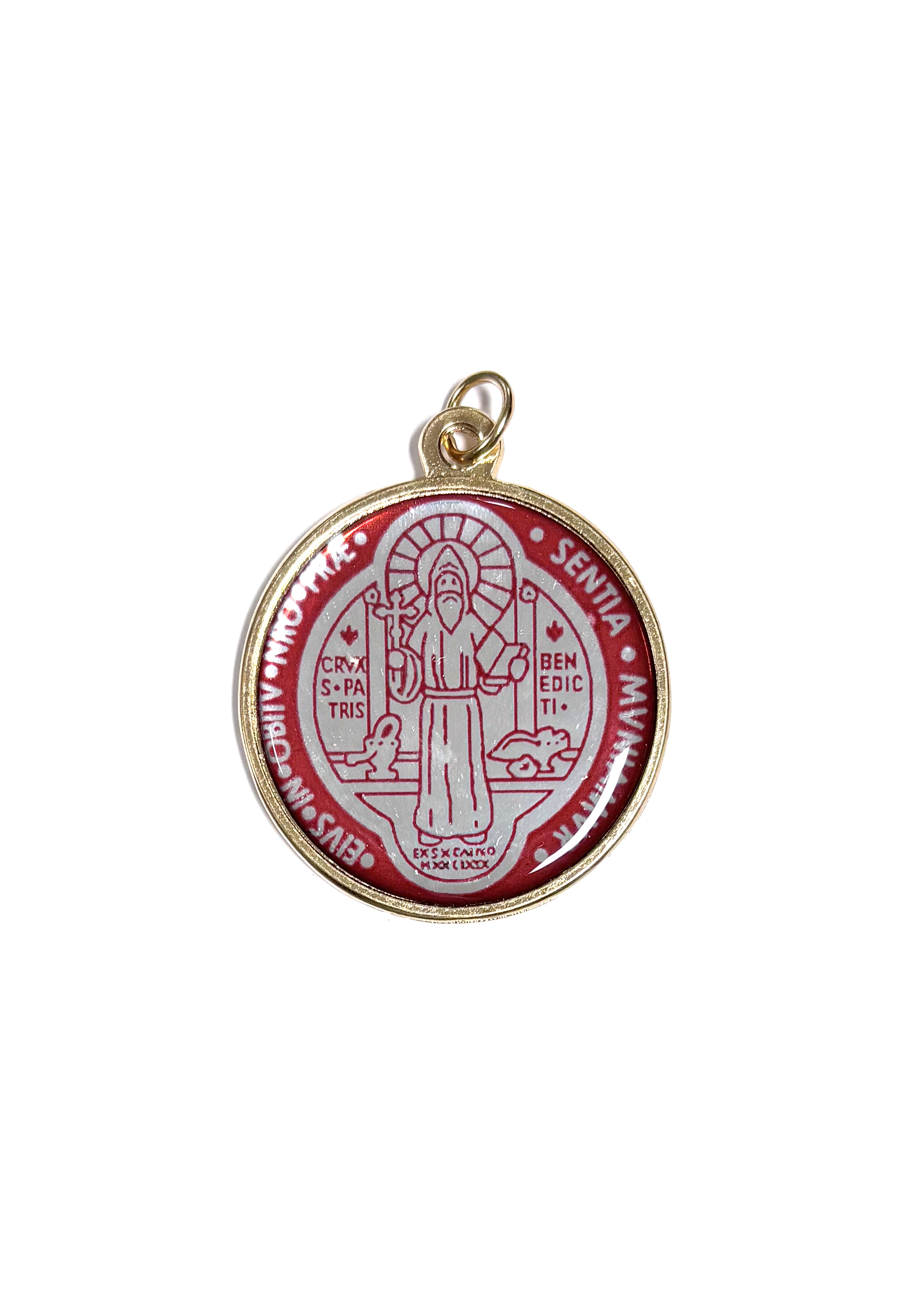 2 Inch Saint Benedict red and gold medal