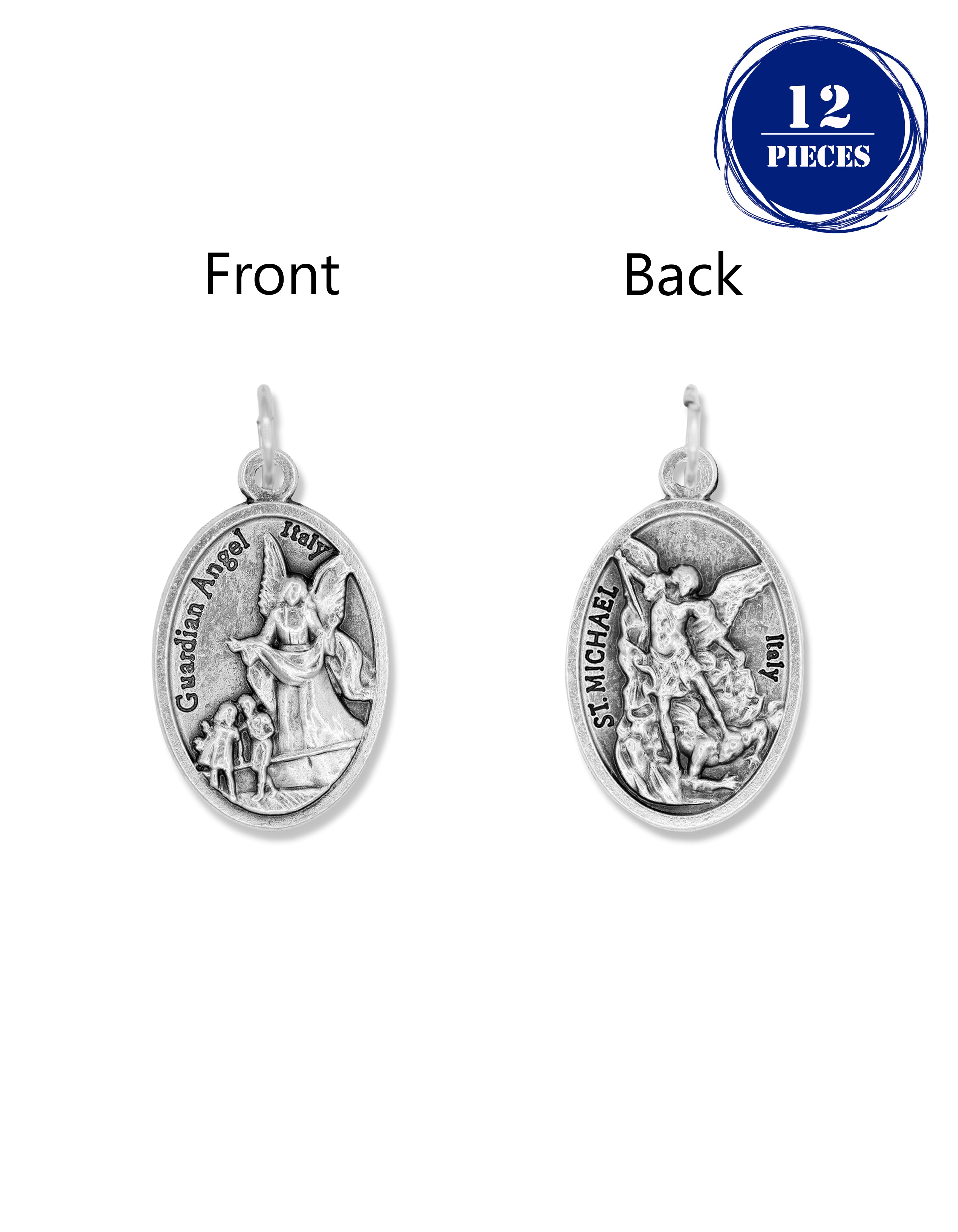 Pack of 12 Saints Medals in oxidized silver made in Italy 1.0" x 0.7"