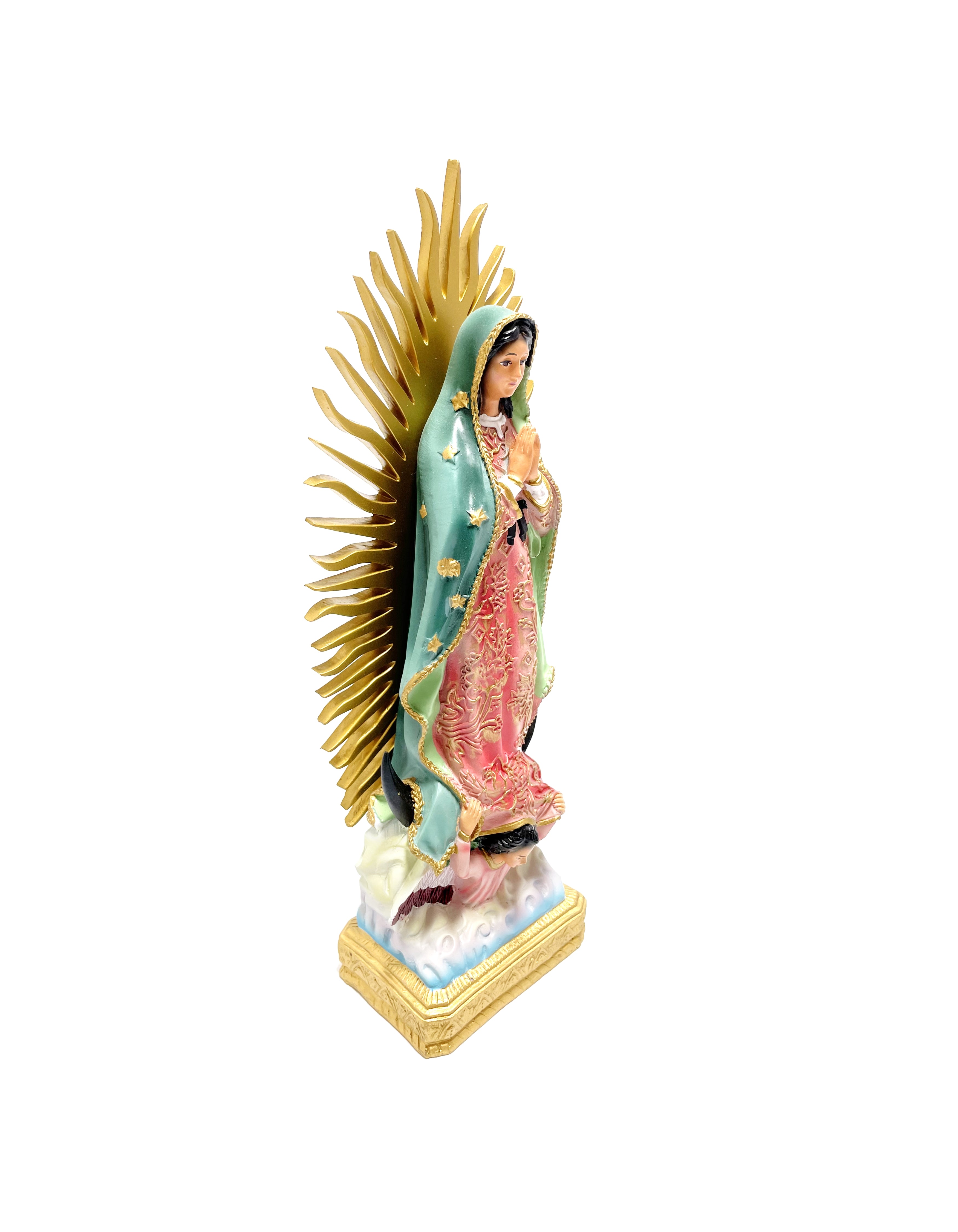 Religious statue of Our Lady of Guadalupe 12" height with gold rays