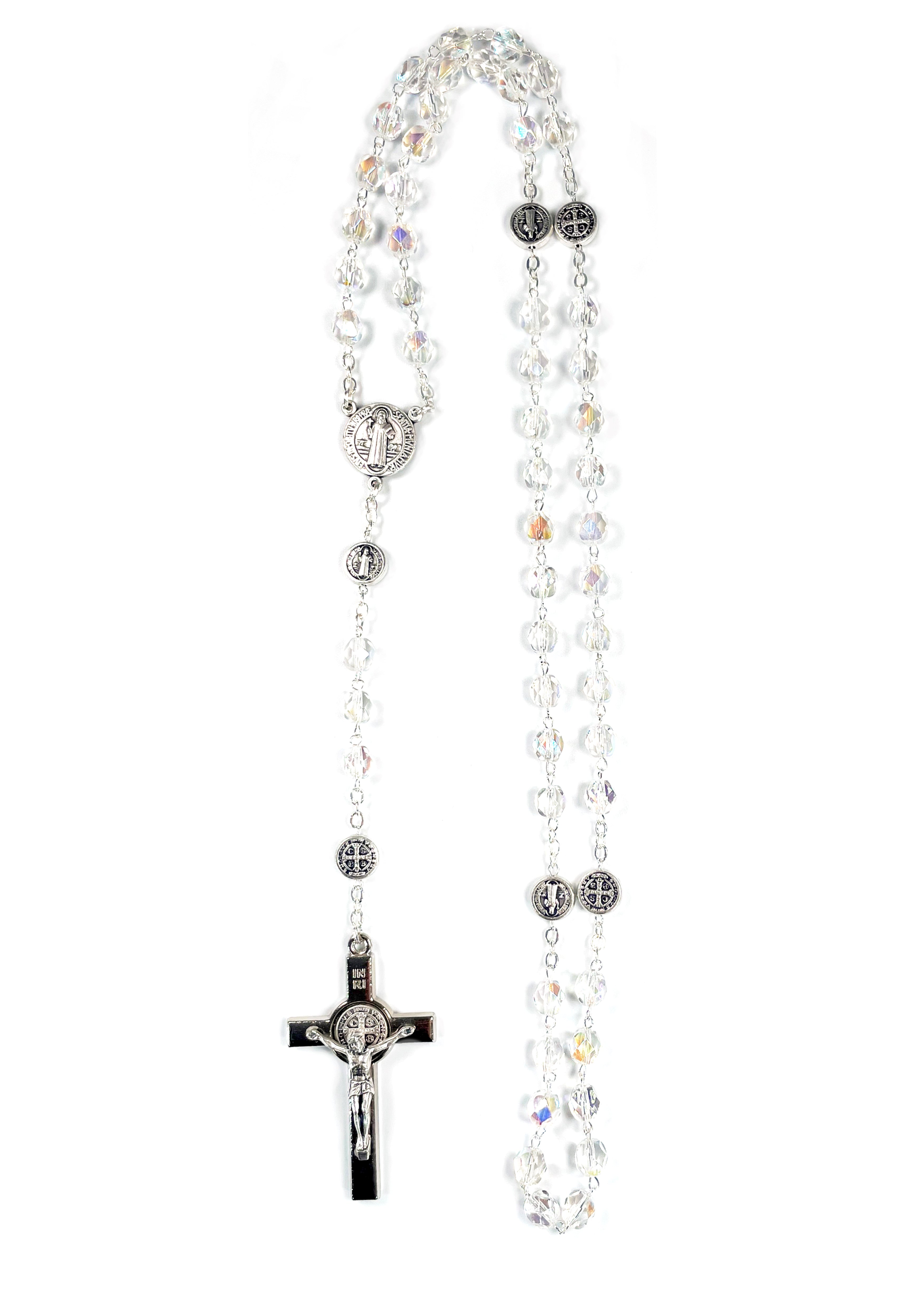 Saint Benedict clear crystal rosary