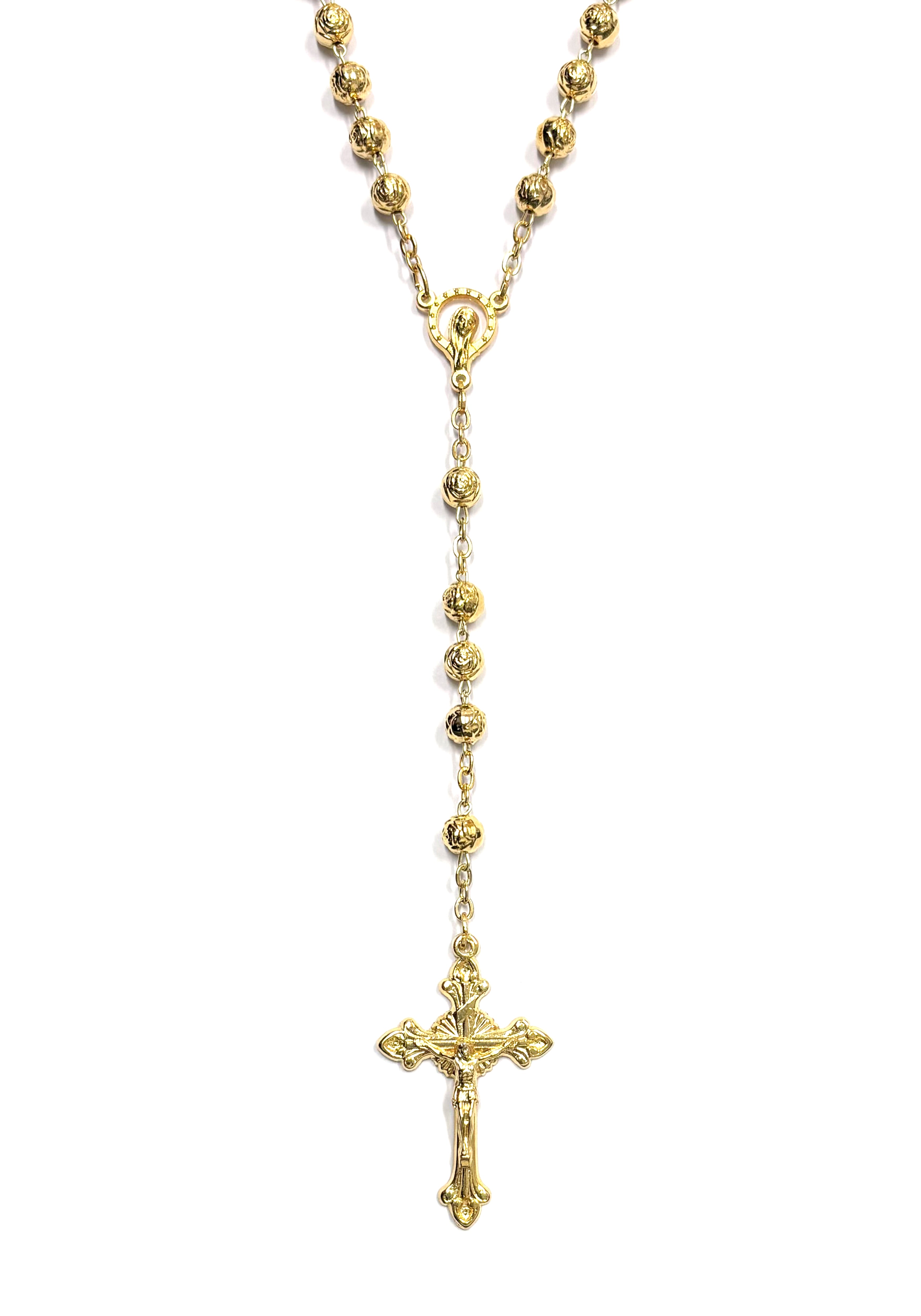 Gold rose-shaped beads rosary