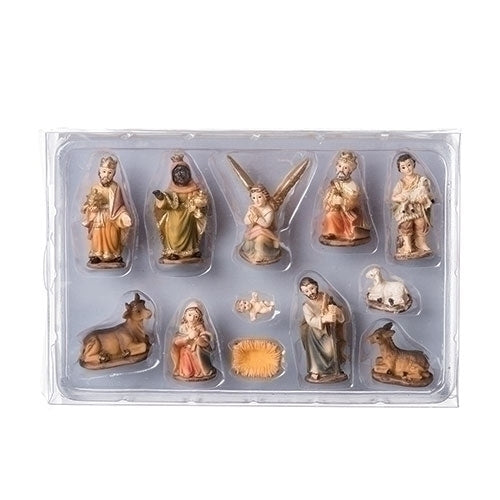 2"H 12 PC Set Mini Nativity Coloors of earth tones