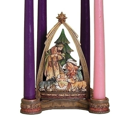 6.25"H Advent Nativity with arch Candle holder