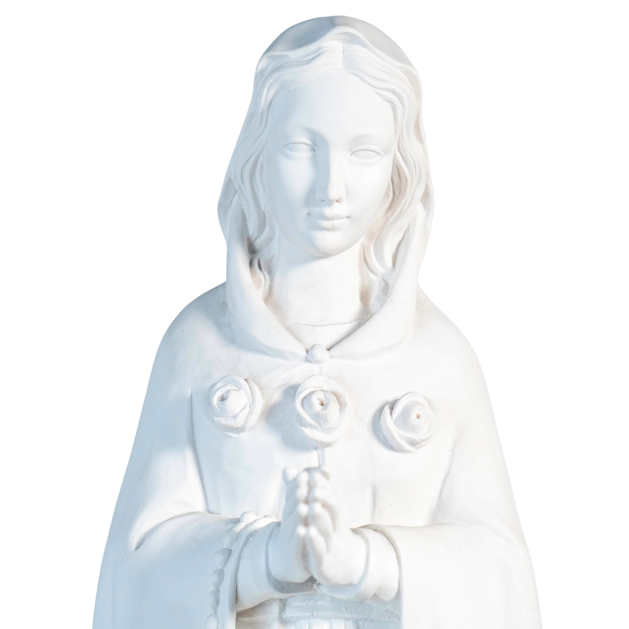 Mystic Rose Virgin Mary all White Statue  / Maria Rosa Mistica Blanca