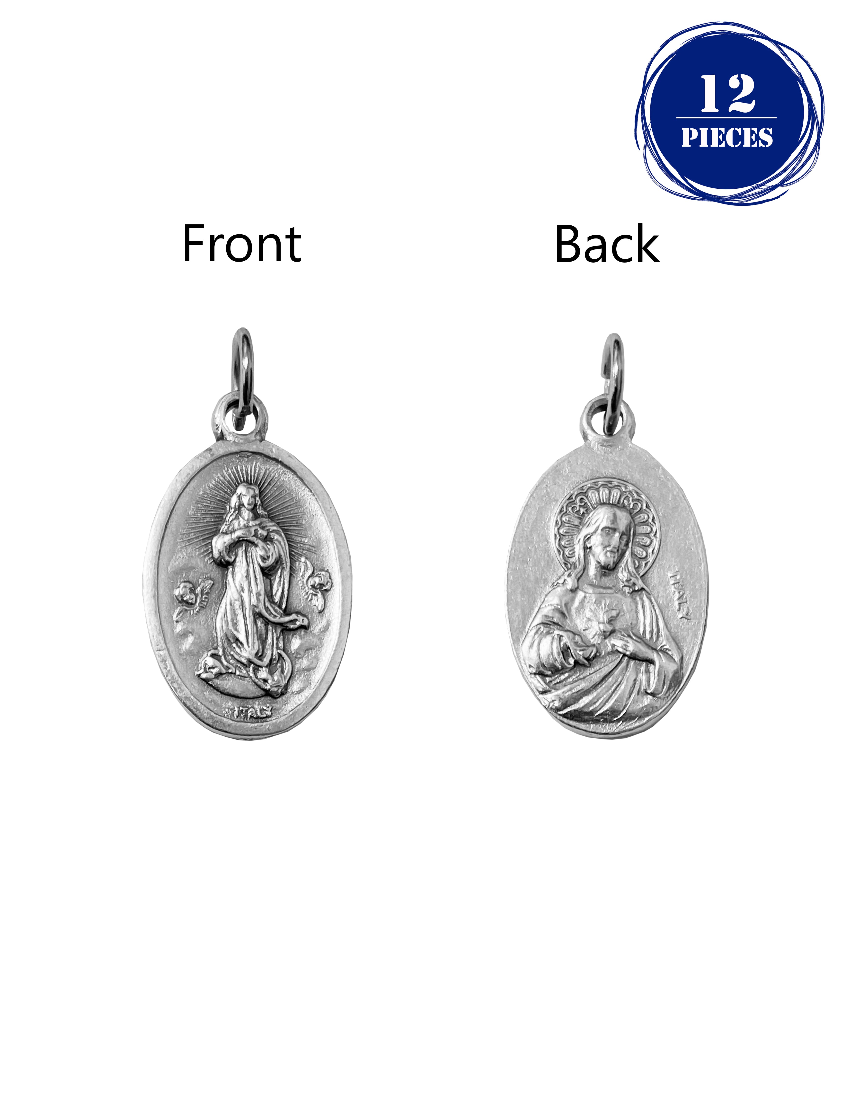 Pack of 12 Saints Medals in oxidized silver made in Italy 1.0" x 0.7"