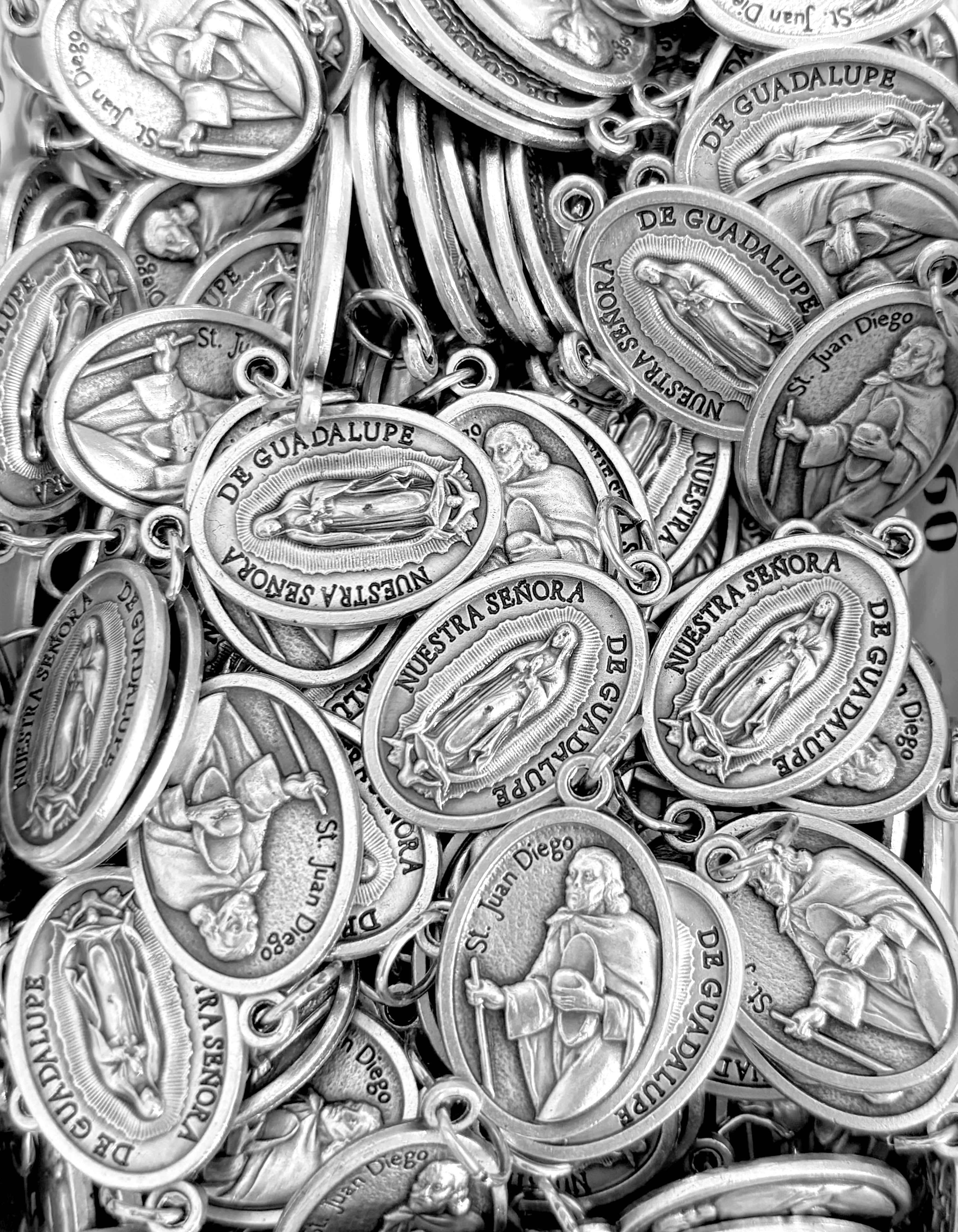 Pack of 12 Saints Medals in oxidized silver made in Italy 1.0" x 0.7"