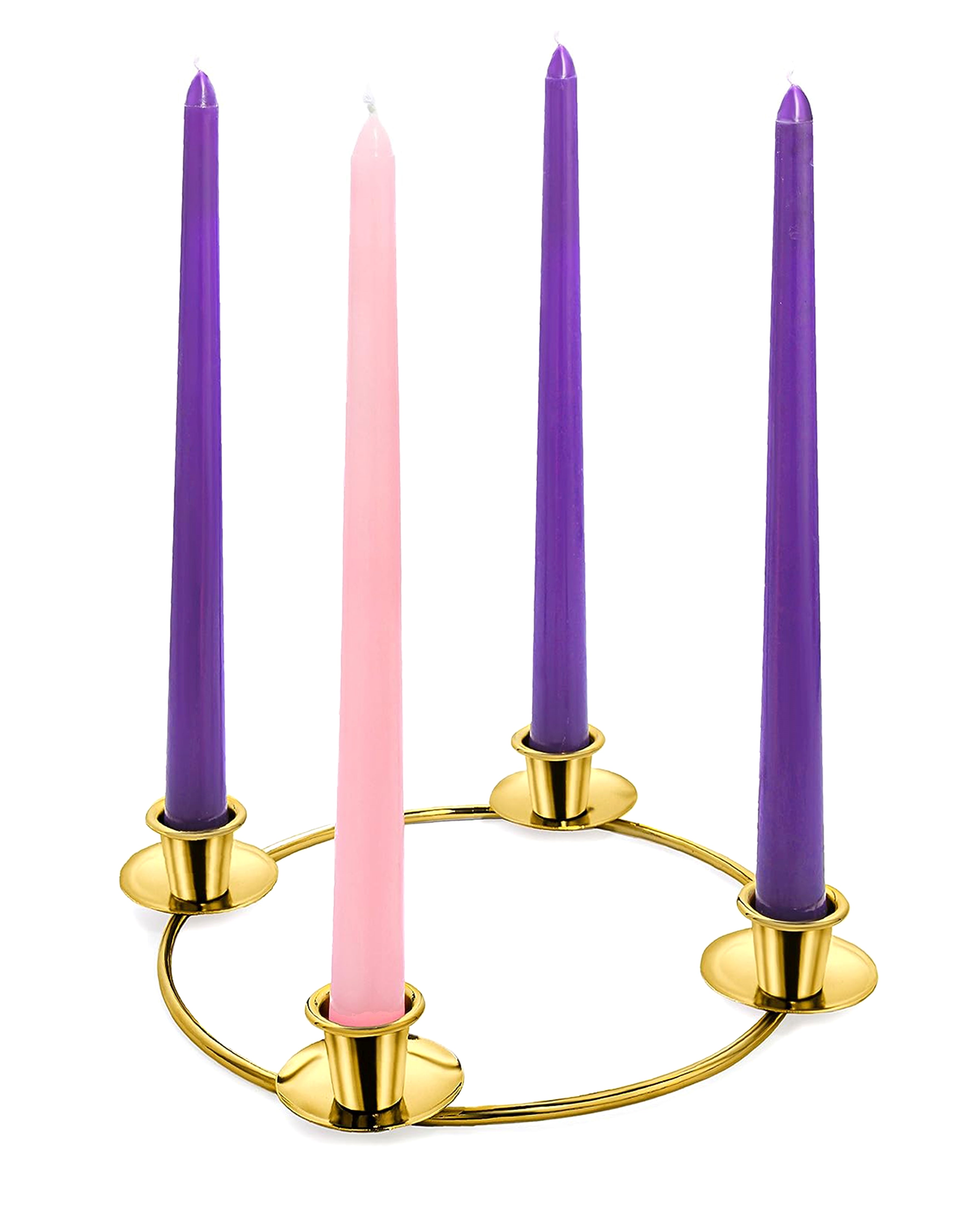 Advent Wreath Set Includes candle holders and 4 candles comes with 3 purple candles and 1 rose candle
