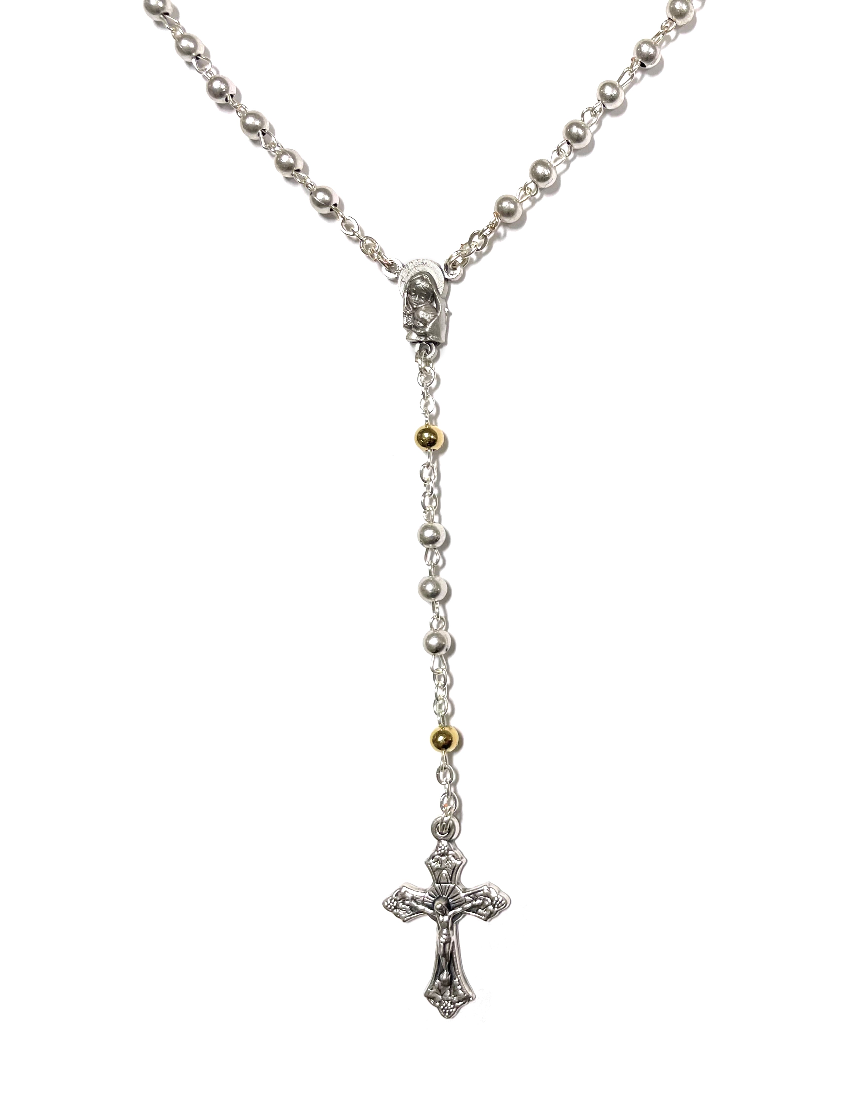 Oxidized silver rosary with gold details