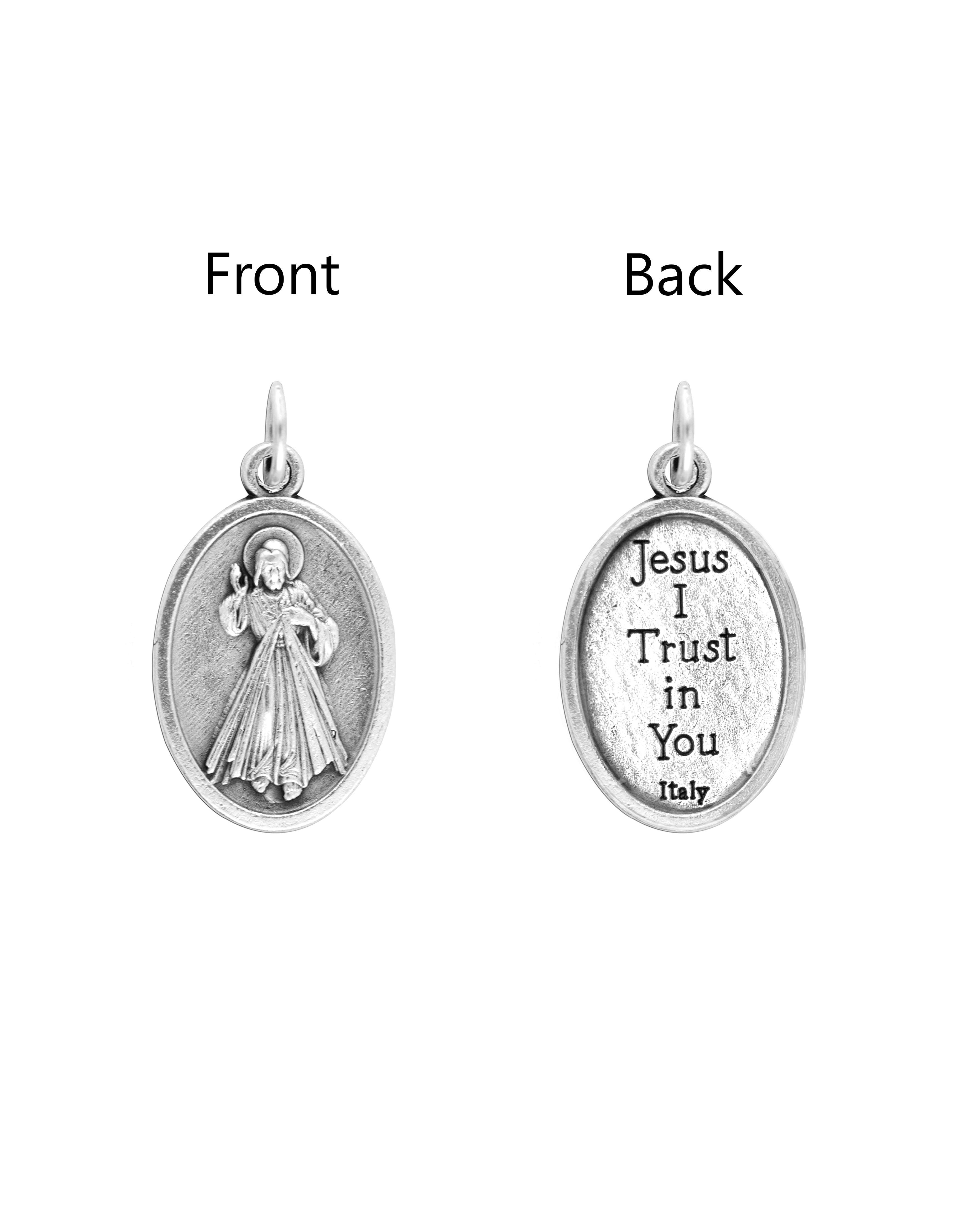 Saints Medals in oxidized silver made in Italy 1.0" x 0.7"