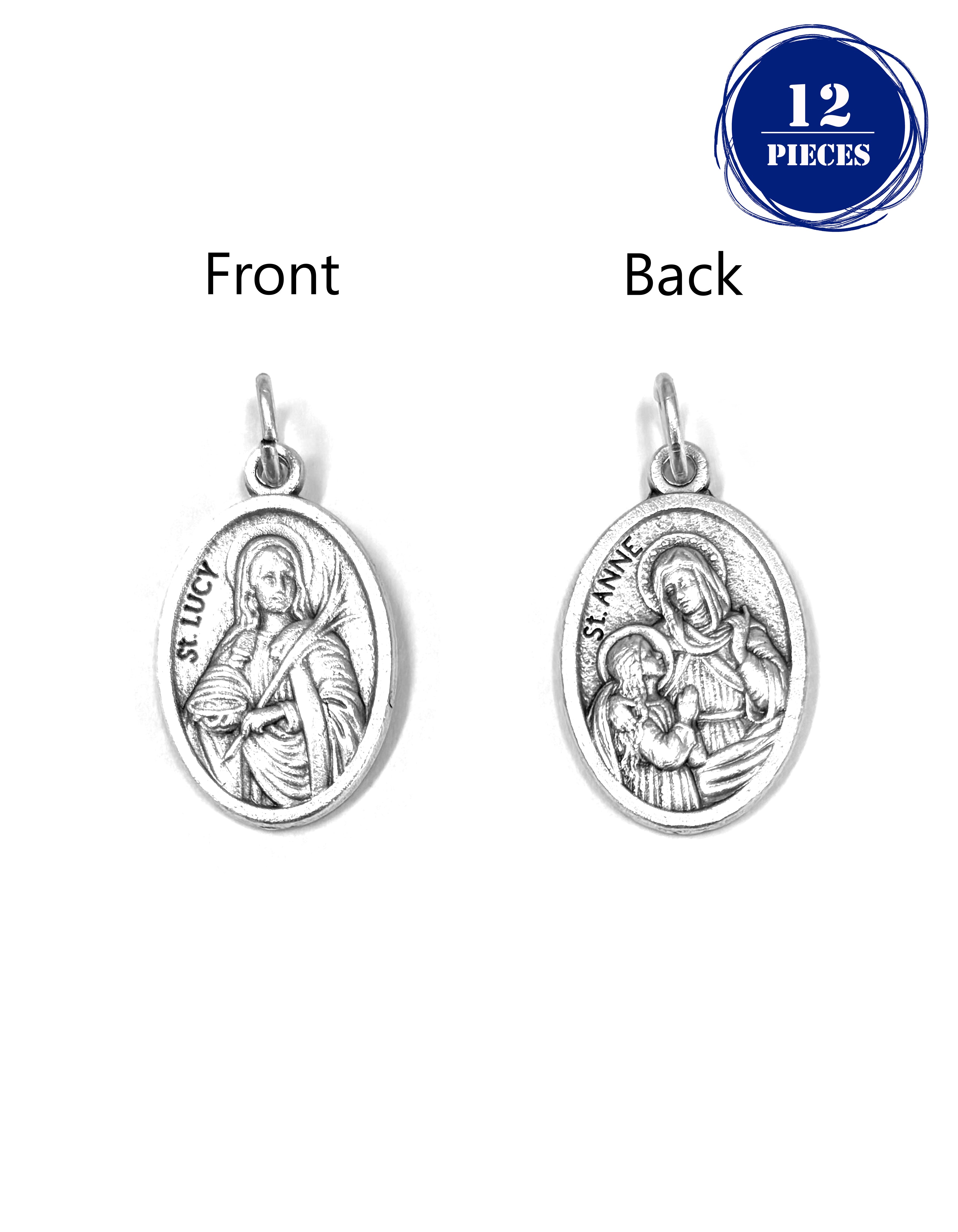 Pack of 12 Saints Medals in oxidized silver made in Italy 1.0" x 0.7"