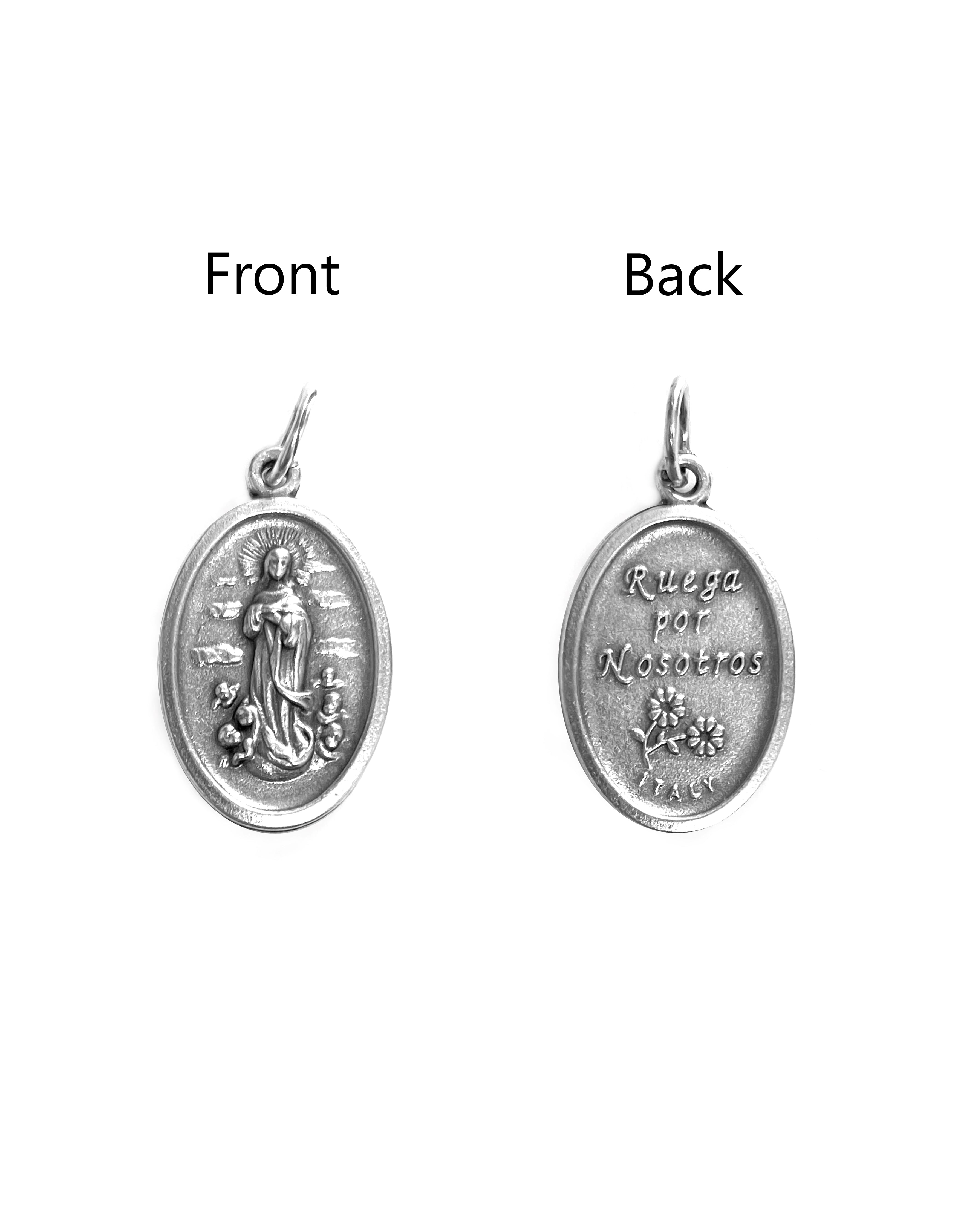 Saints Medals in oxidized silver made in Italy 1.0" x 0.7"