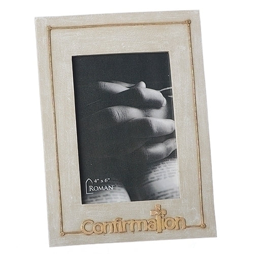 8.75"H Confirmation Frame holds a 4"x6" picture