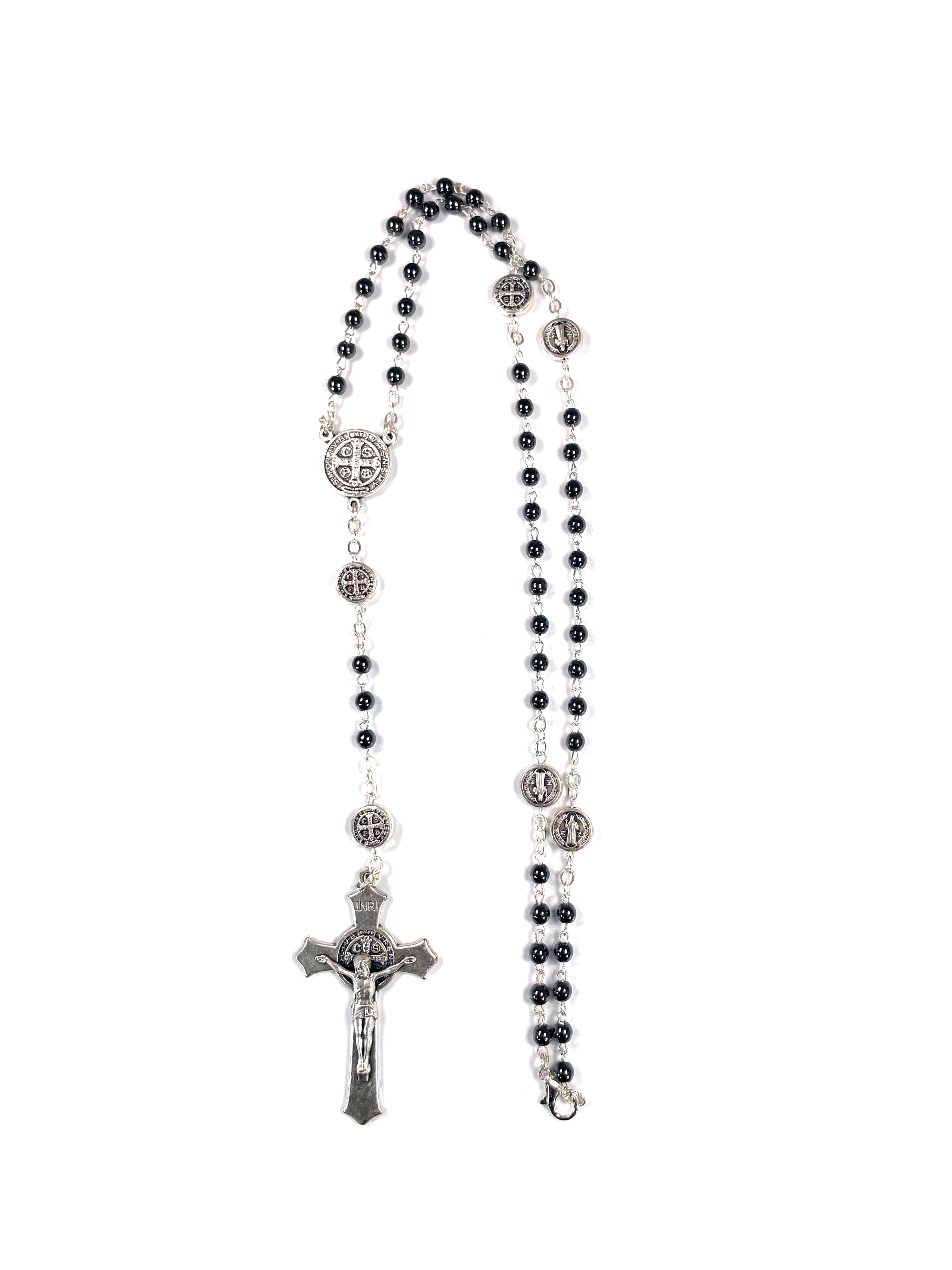 Saint Benedict Hematite Rosary