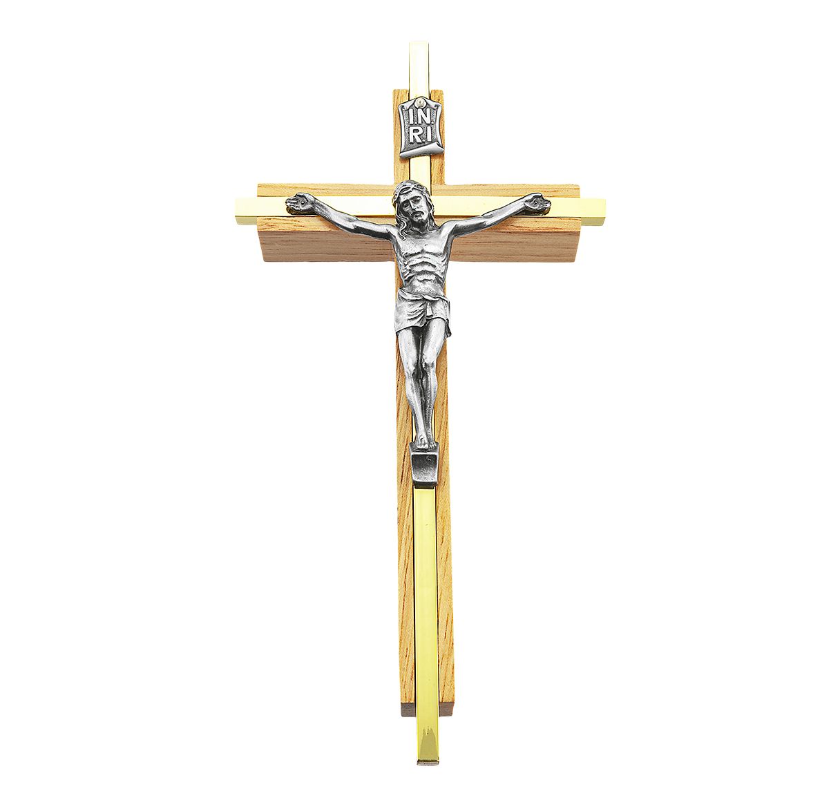 7" Inlay Brass Cross with Pewter Corpus.