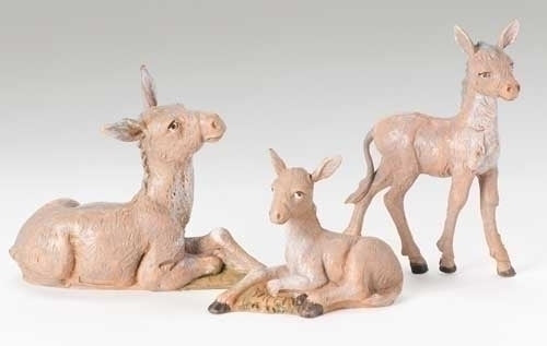 Fontanini 3-piece donkey family nativity figures