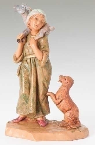 5" Scale Ethan, Shepherd with Animals . Fontanini Nativity Figure