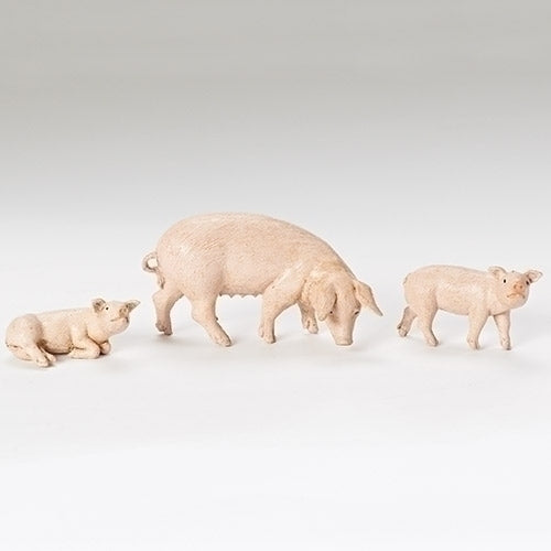 5" scale 3-piece set of nativities pigs/ Fontanini