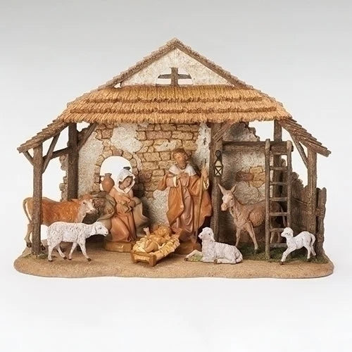 Fontanini 5" Nativity Scene 8 PC with Resin Stable