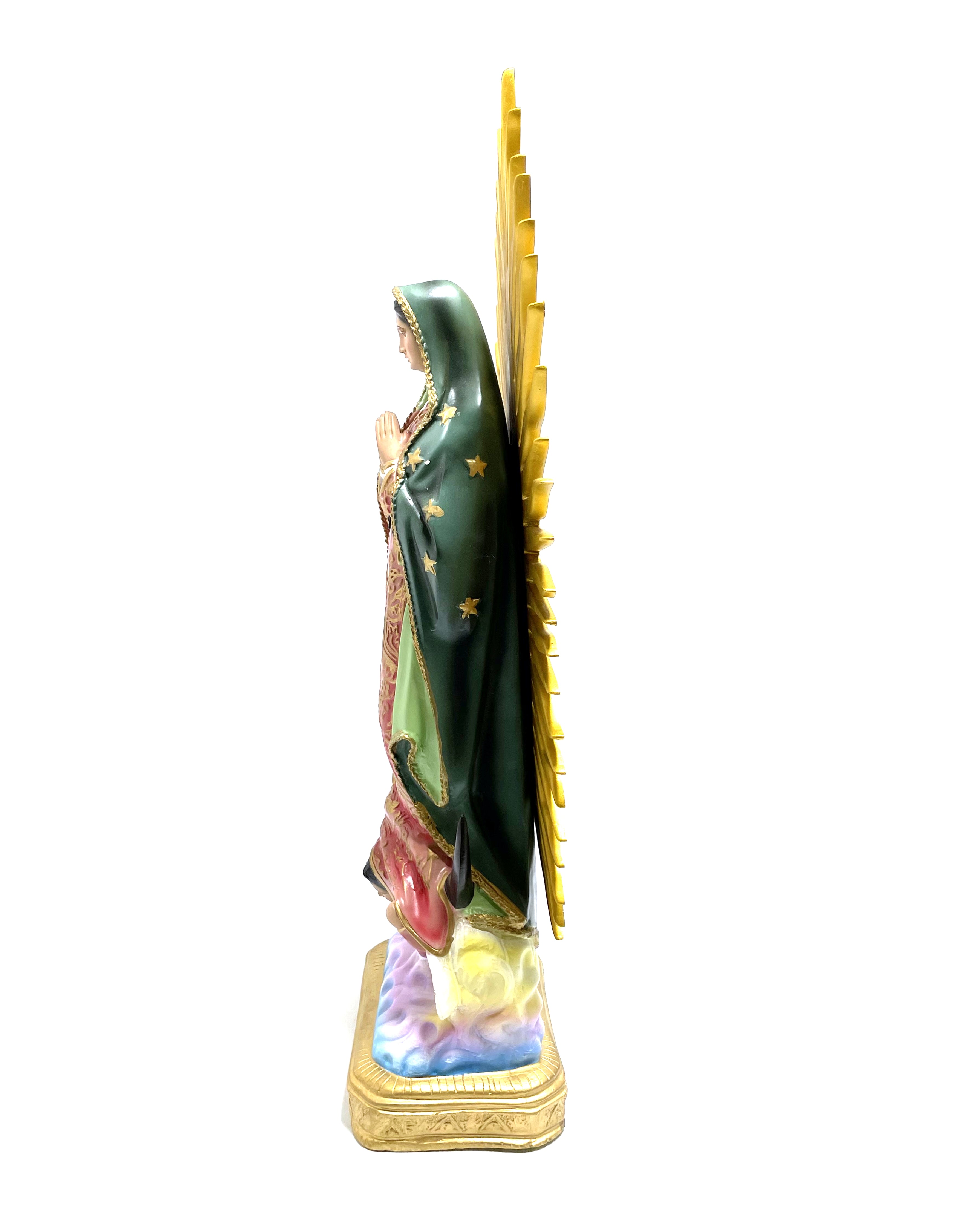 Religious statue of Our Lady of Guadalupe 23" height with gold rays