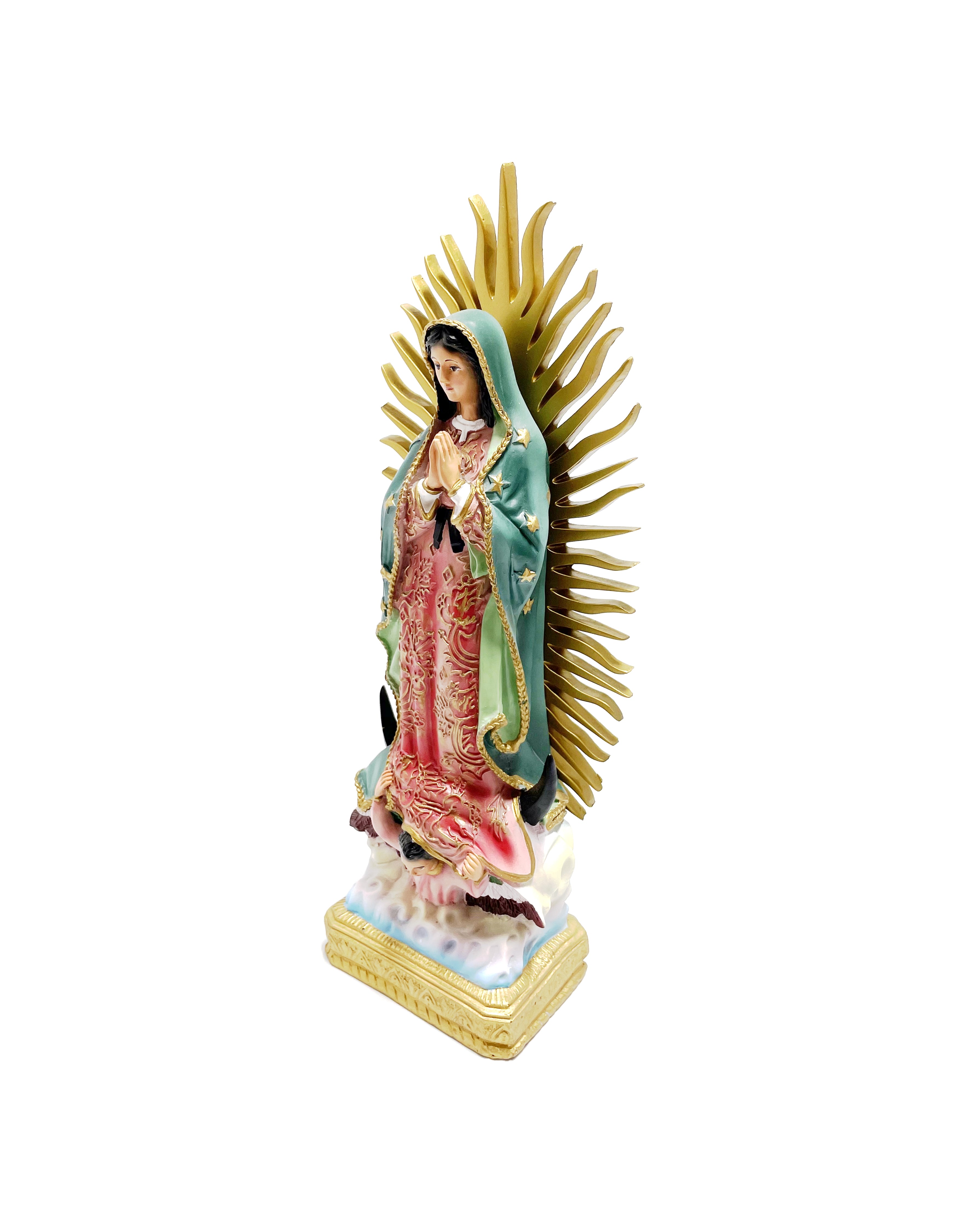 Religious statue of Our Lady of Guadalupe 12" height with gold rays