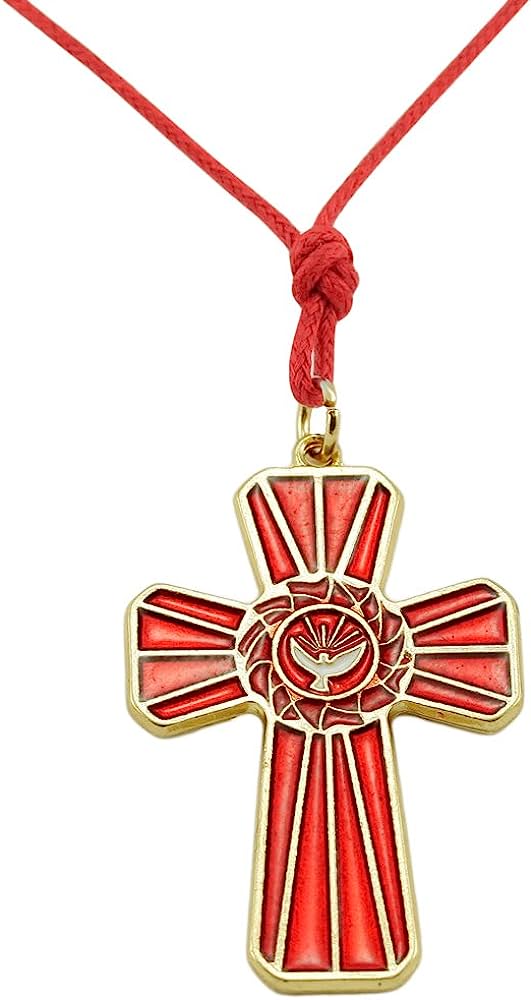 Confirmation Cross Pendant  Holy Spirit Medal