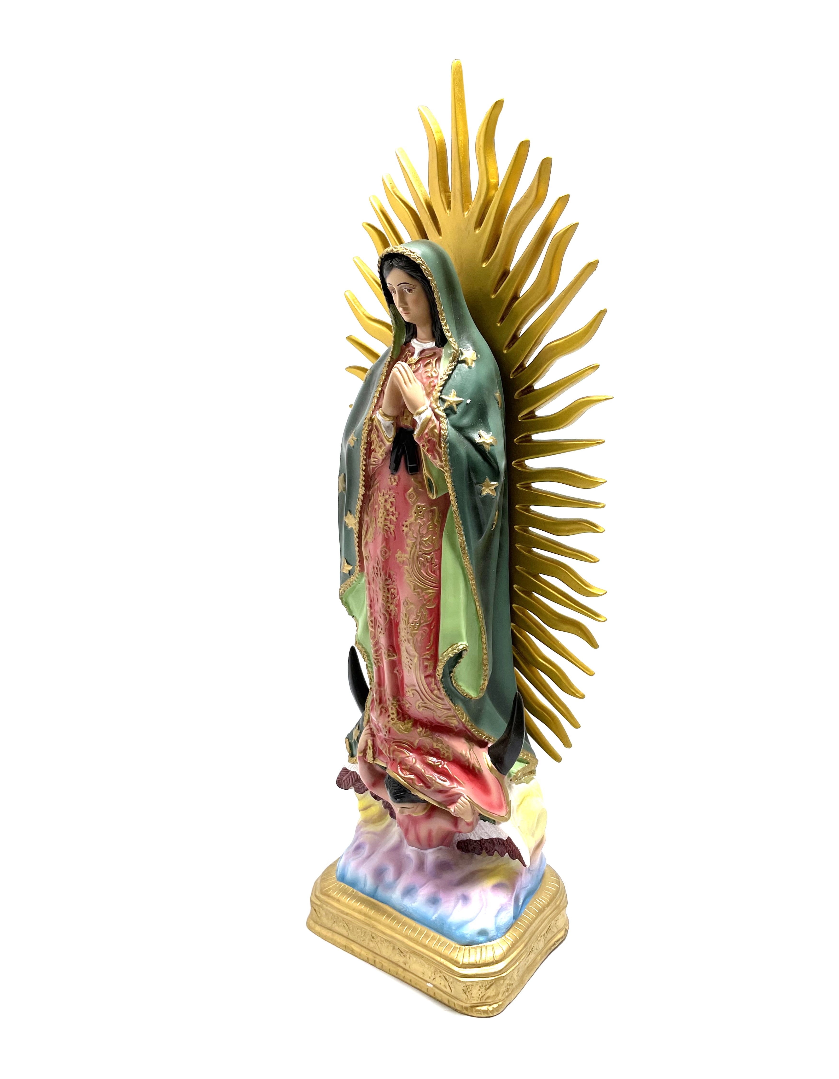 Religious statue of Our Lady of Guadalupe 23" height with gold rays