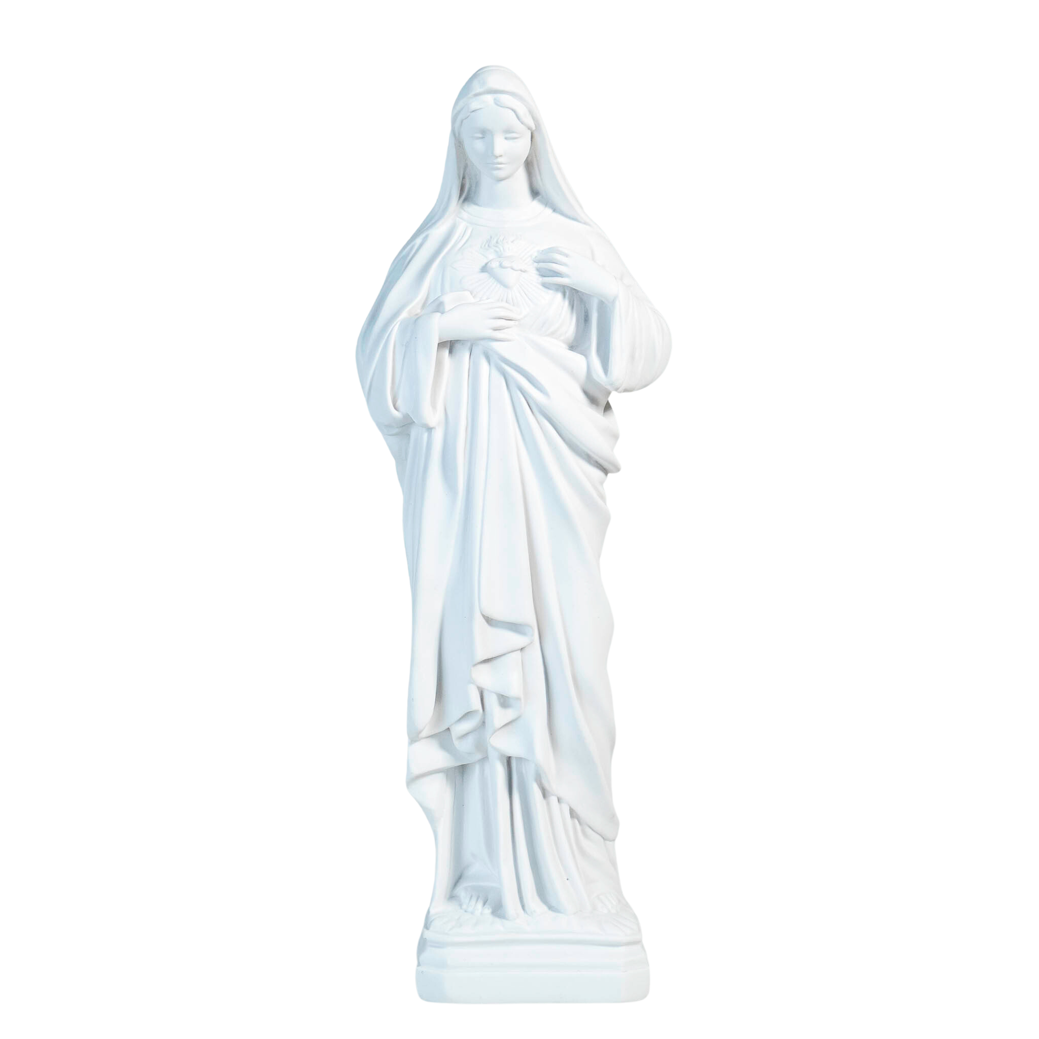 White statue of The Immaculate Heart of the Mary / Estatua Blanca del